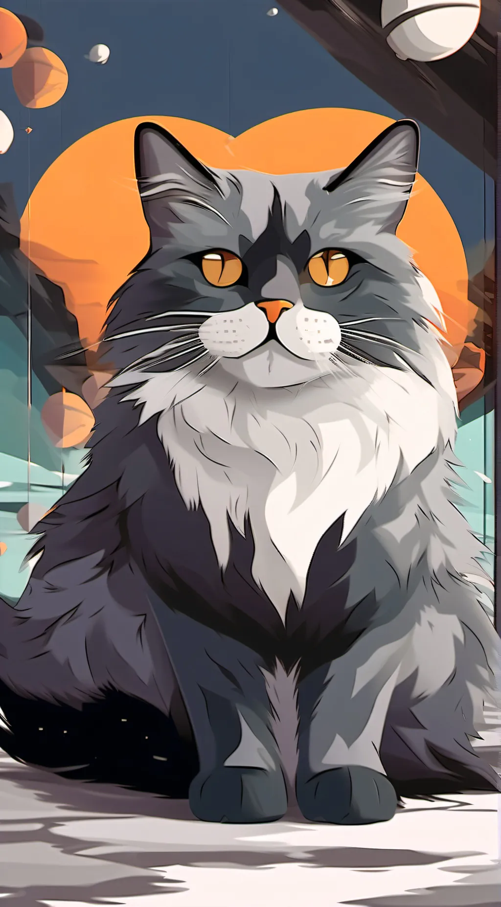 ai character: Miss circle cat background