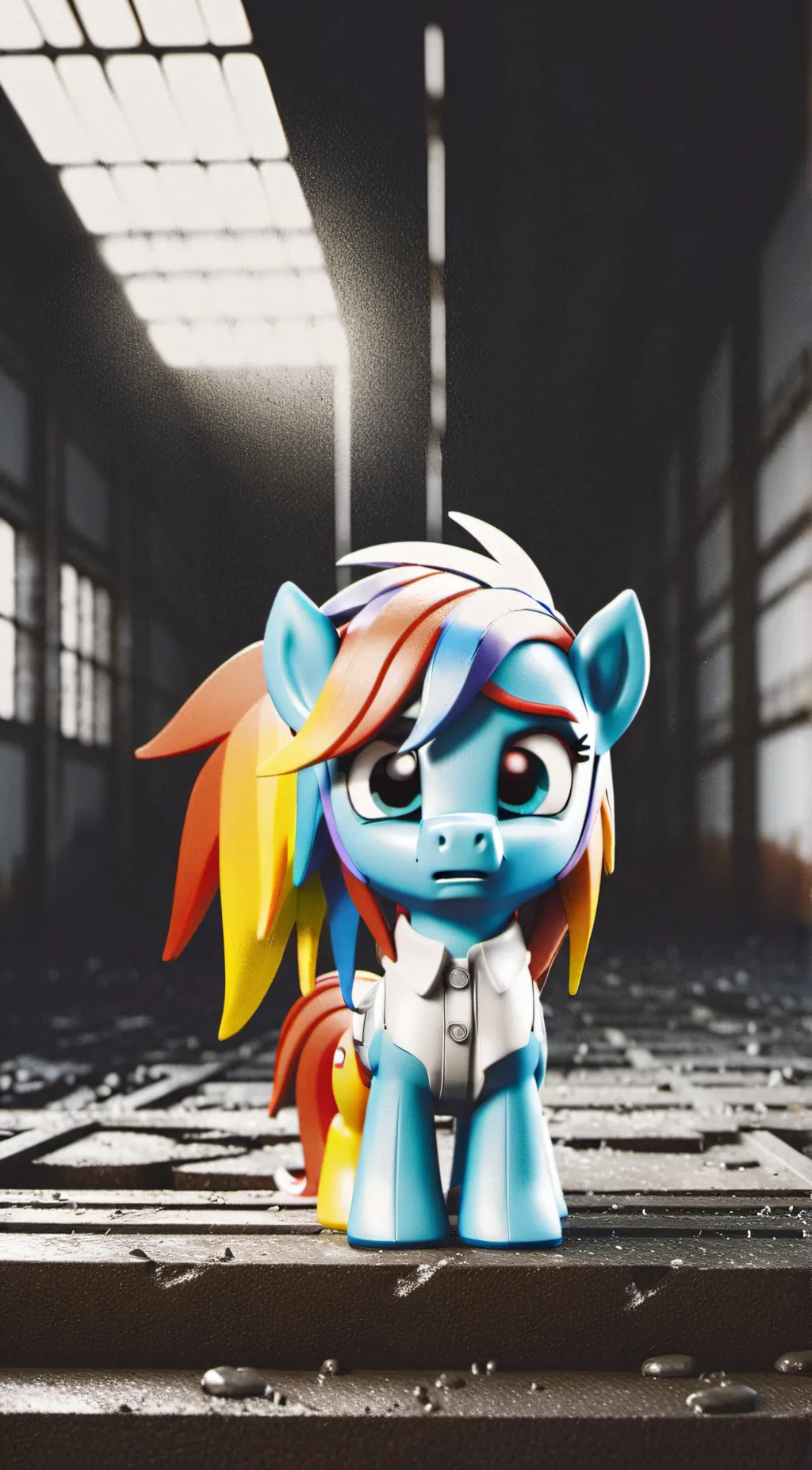 ai character: Rainbow factory  background