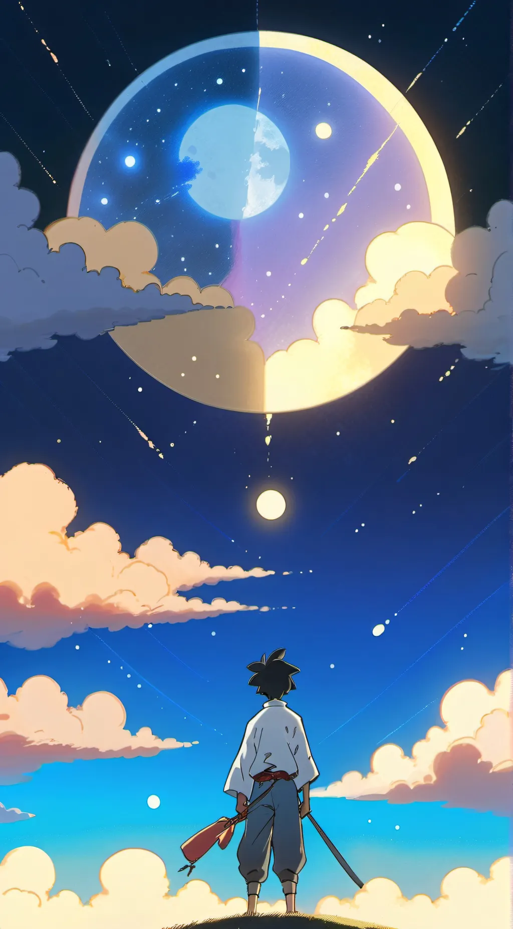 ai character: sun and moon background