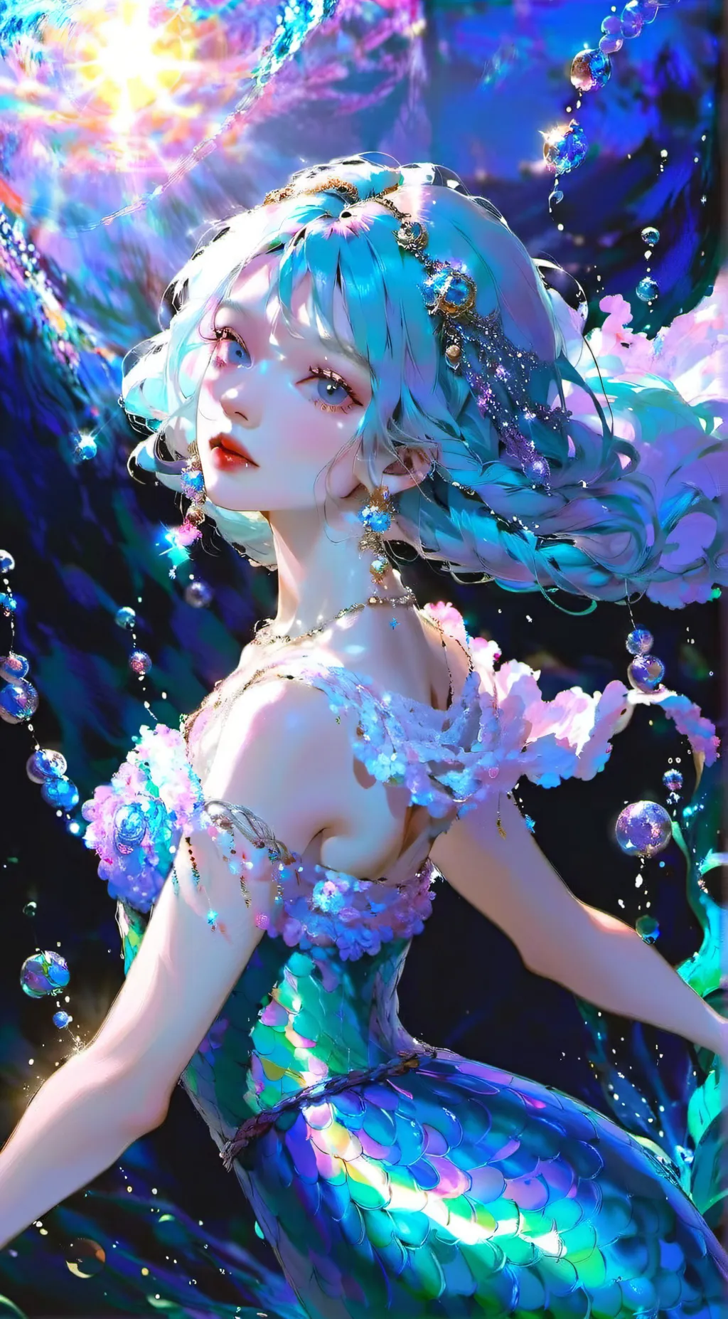 ai character: Aquamarine background