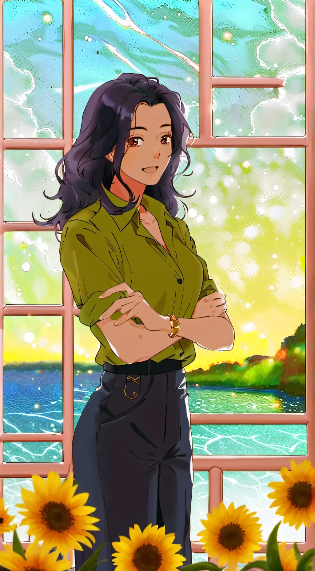 ai character: Vivian Black background