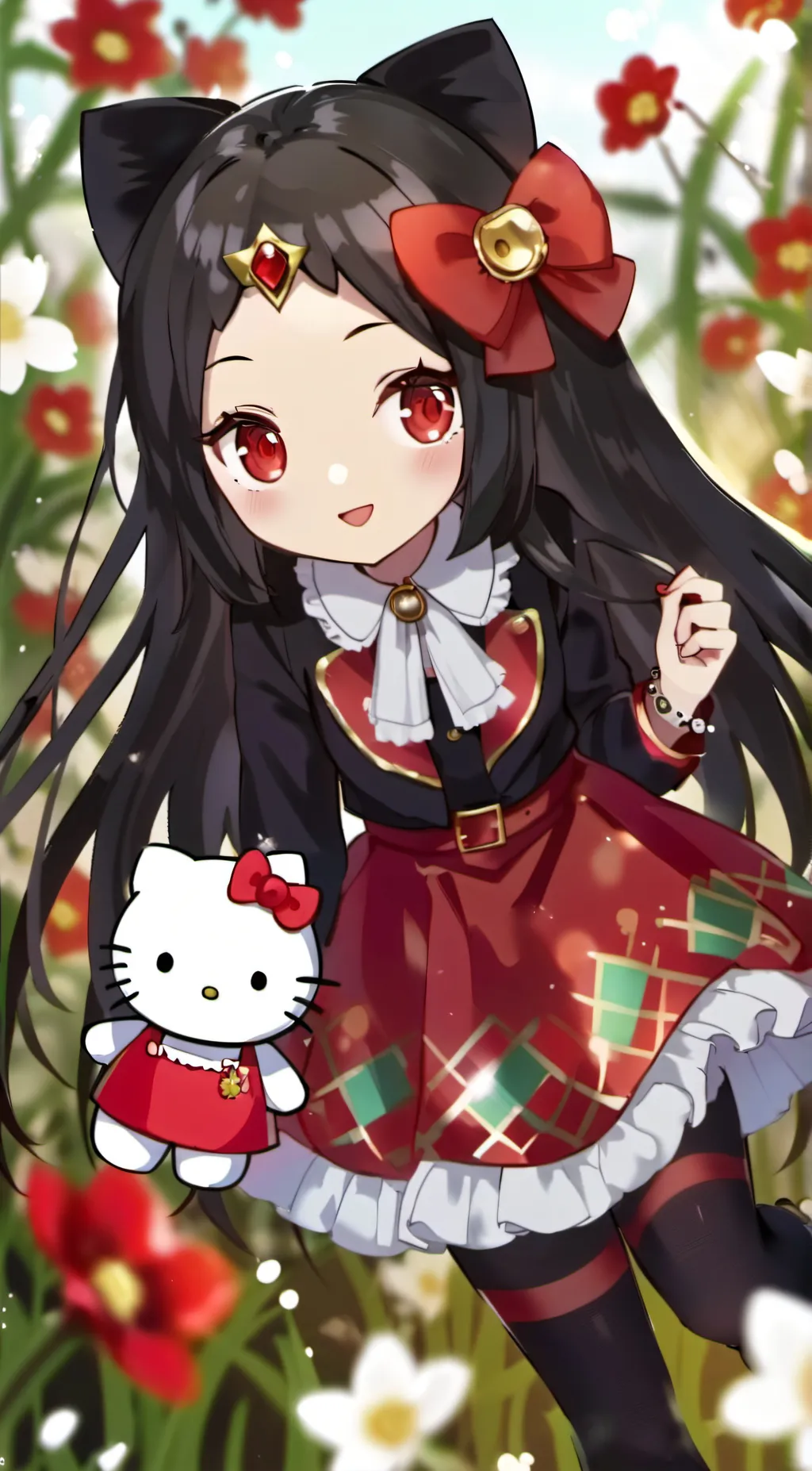 ai character: hello kitty  background