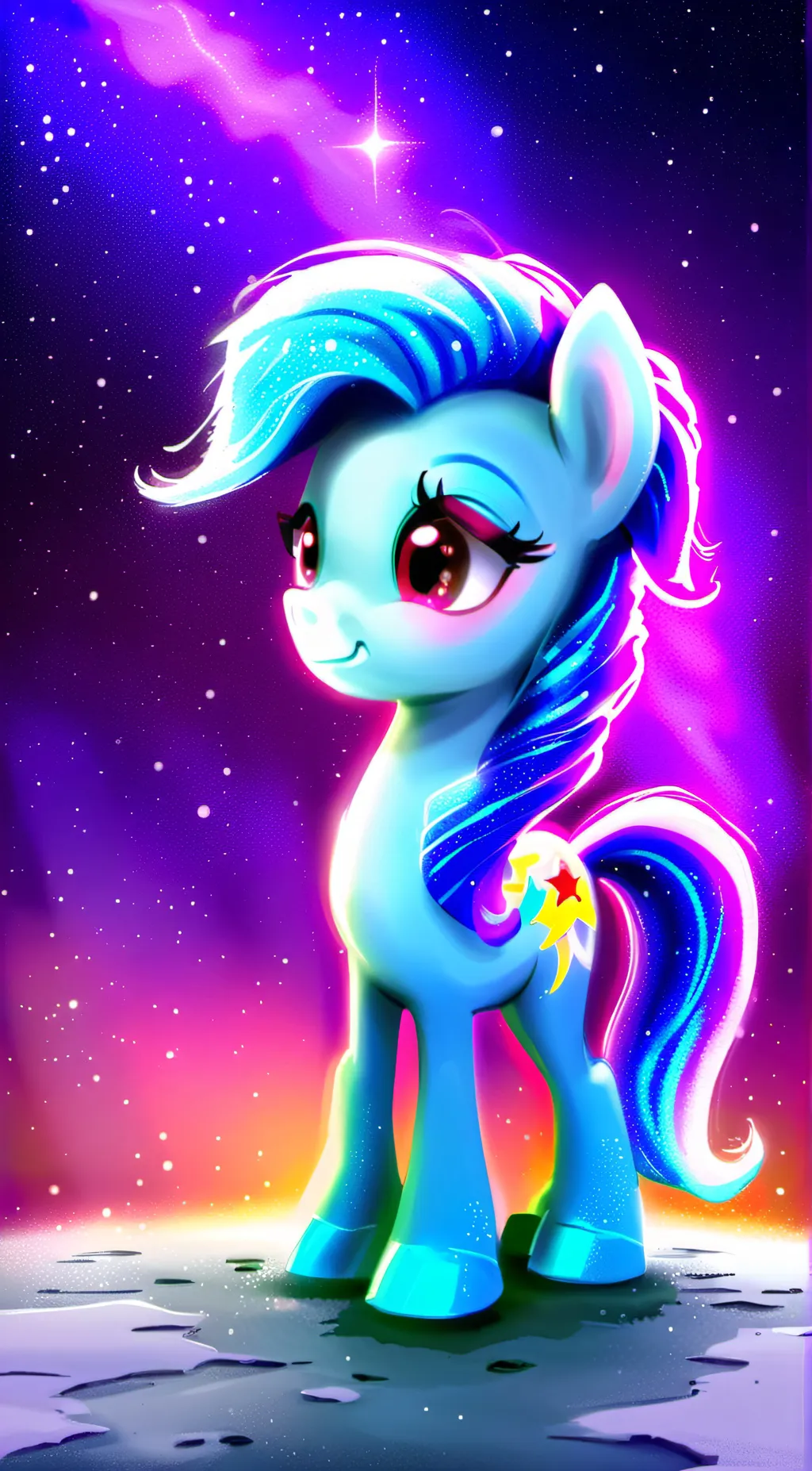 ai character: Mlp on a road trip background