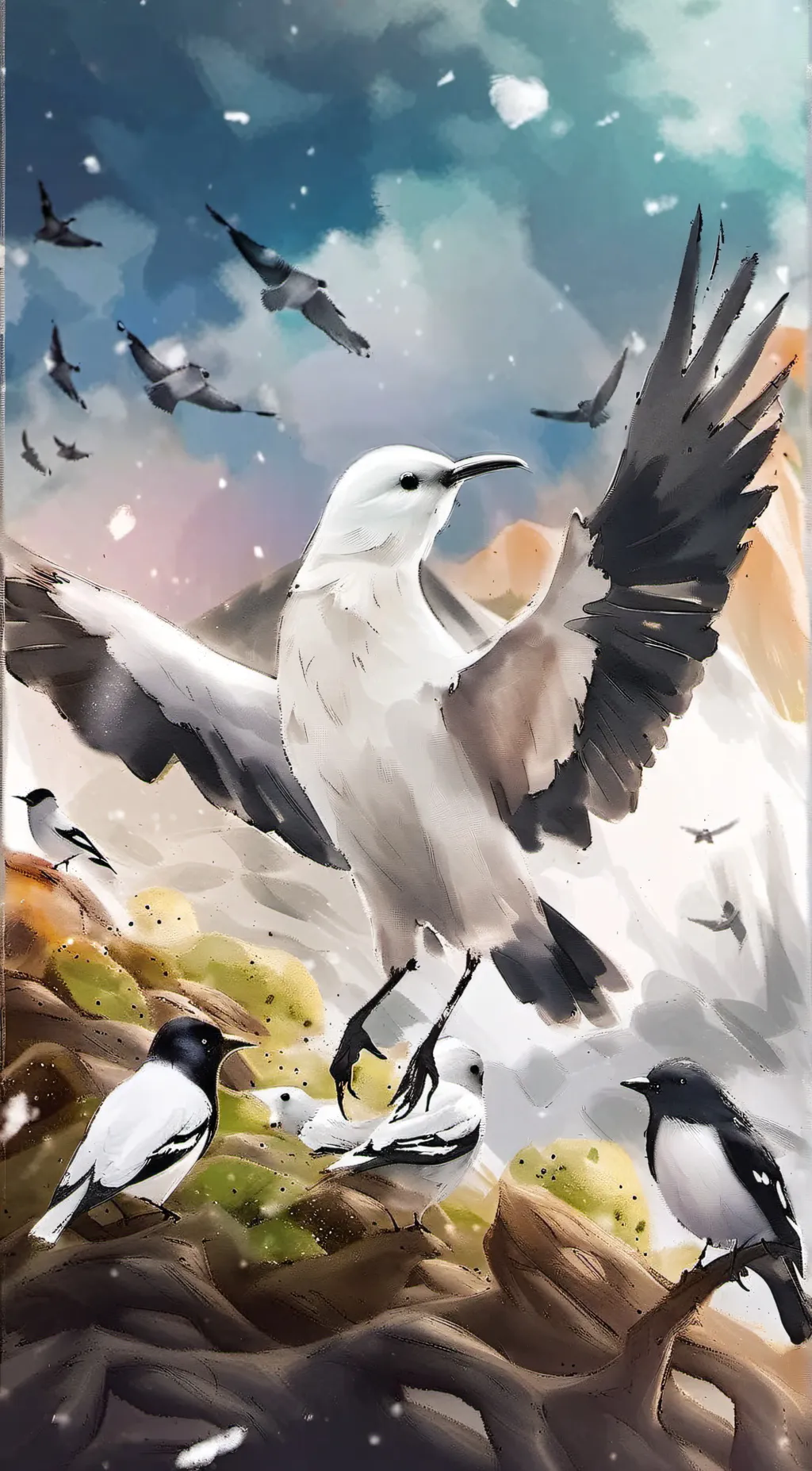 ai character: Fpe as birds background