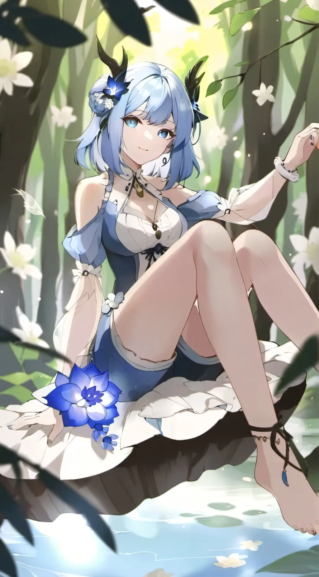 ai character: water goddess  background