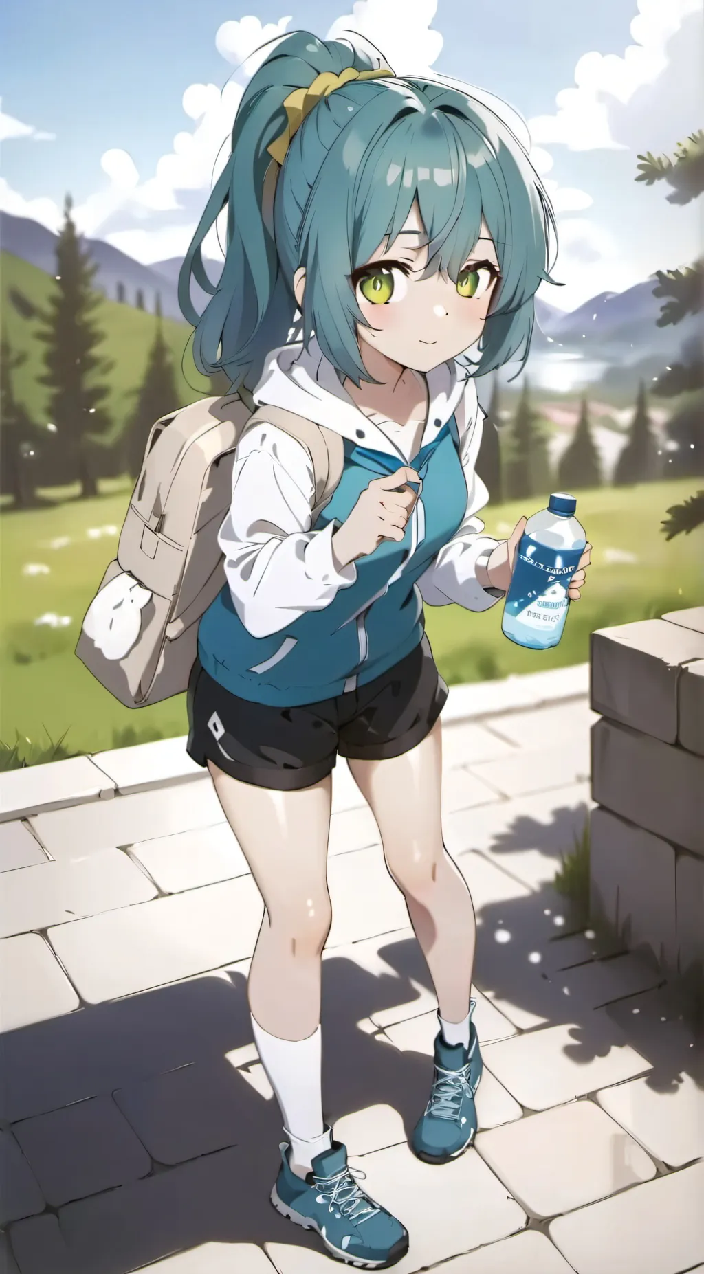 ai character: Turqoise background