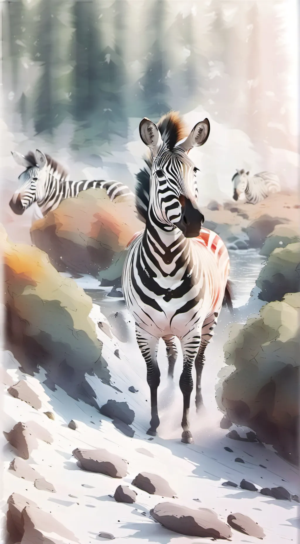 ai character: zebra land background