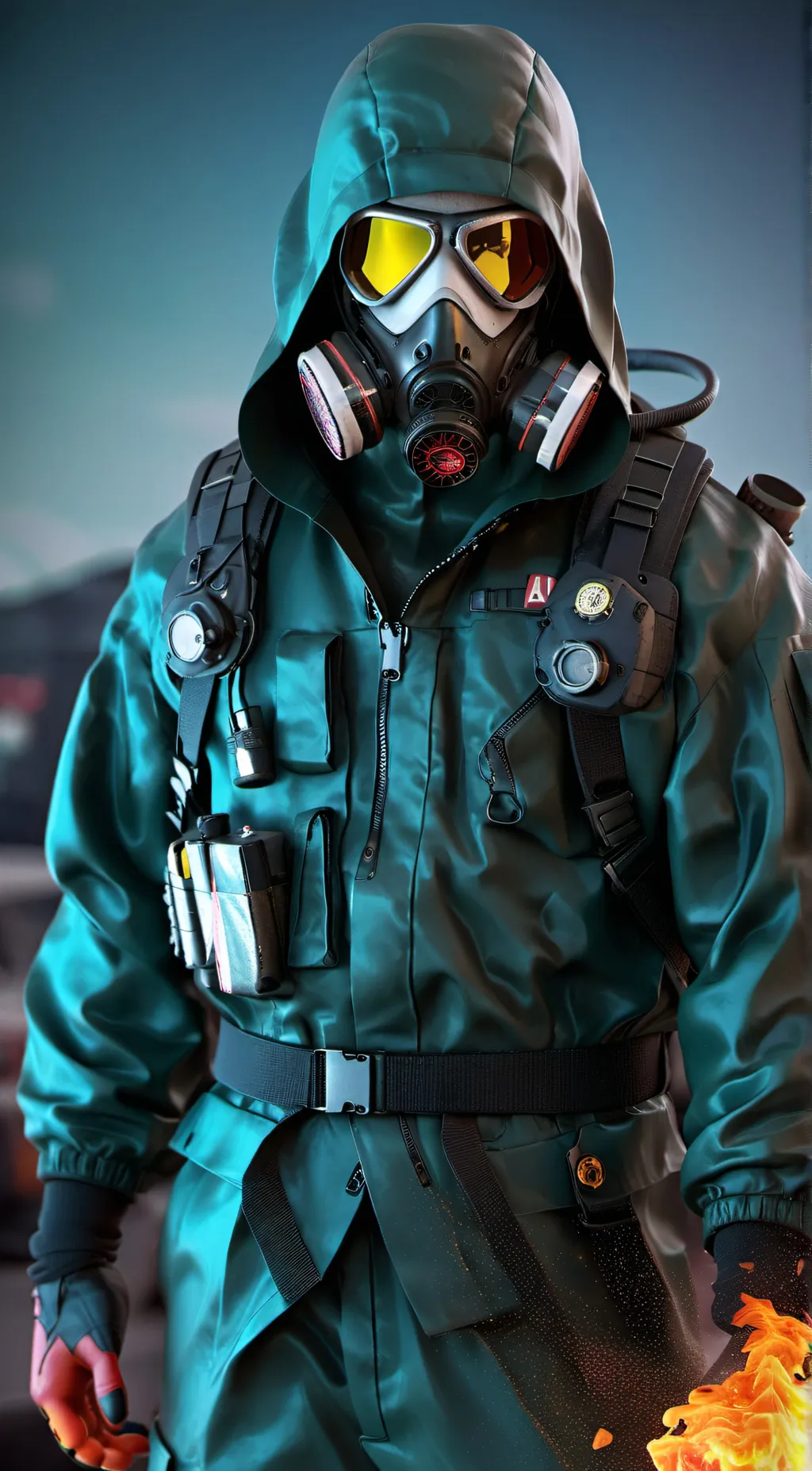 ai character: Hazmat guy background