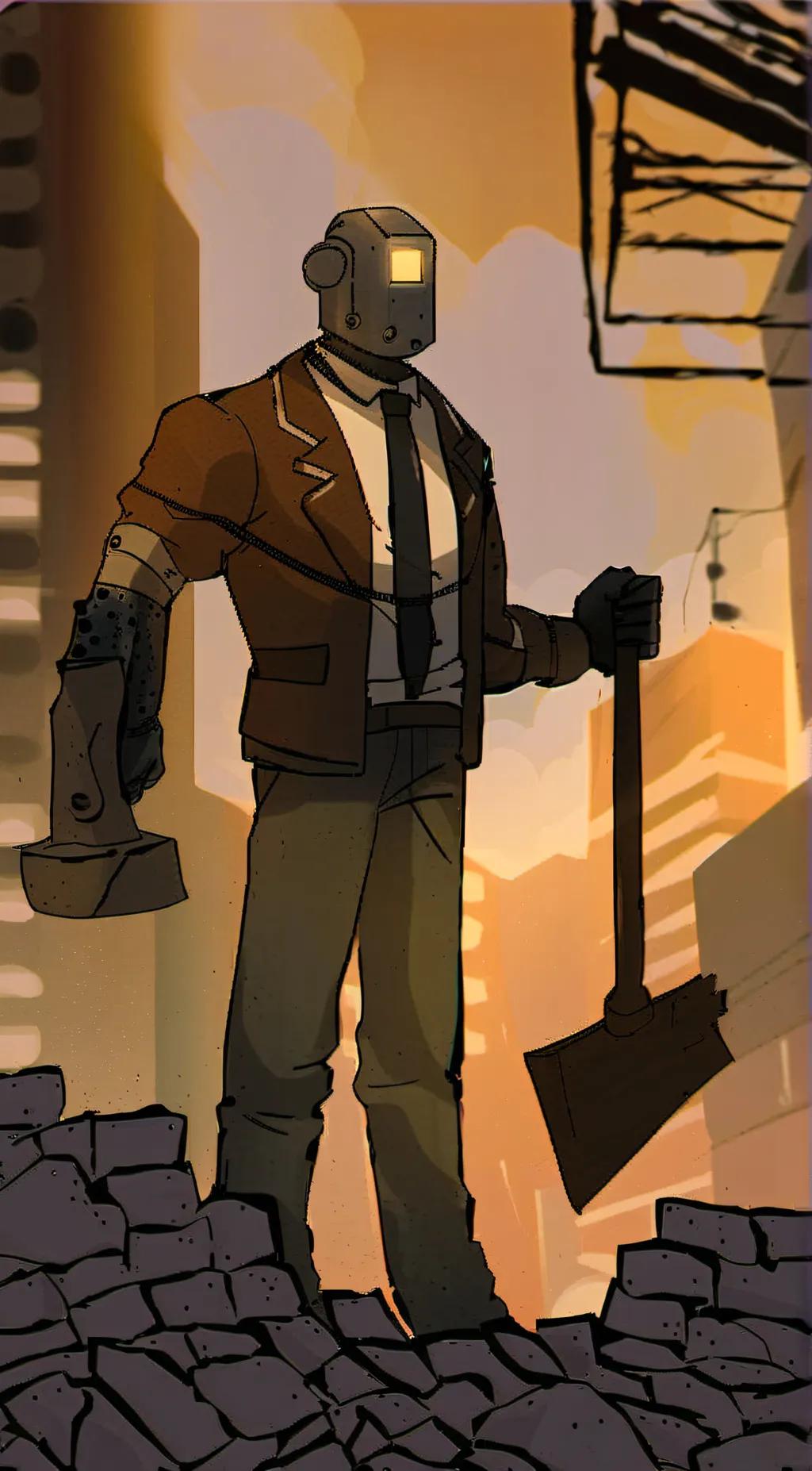 ai character: plunger camera man background