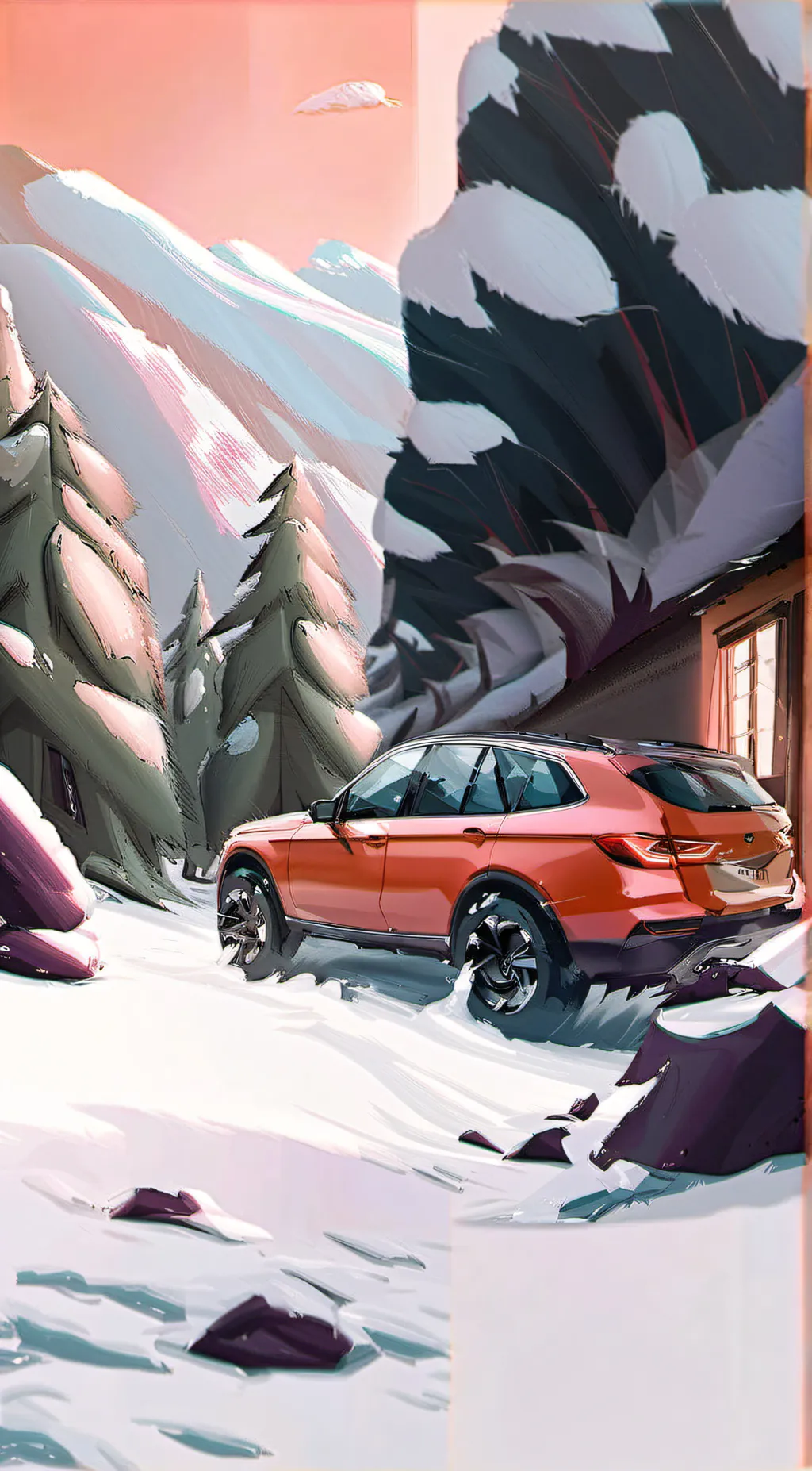 ai character: SB snow day  background