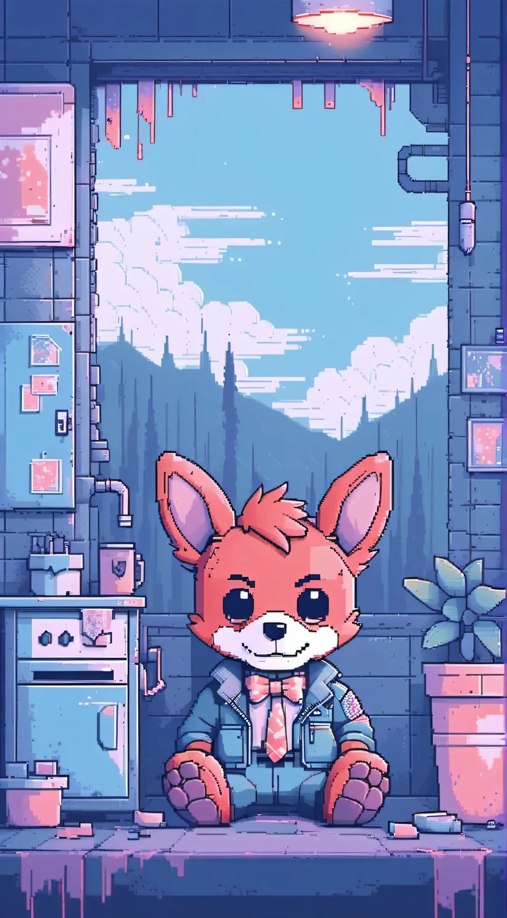 ai character: Foxy the plushie!! background