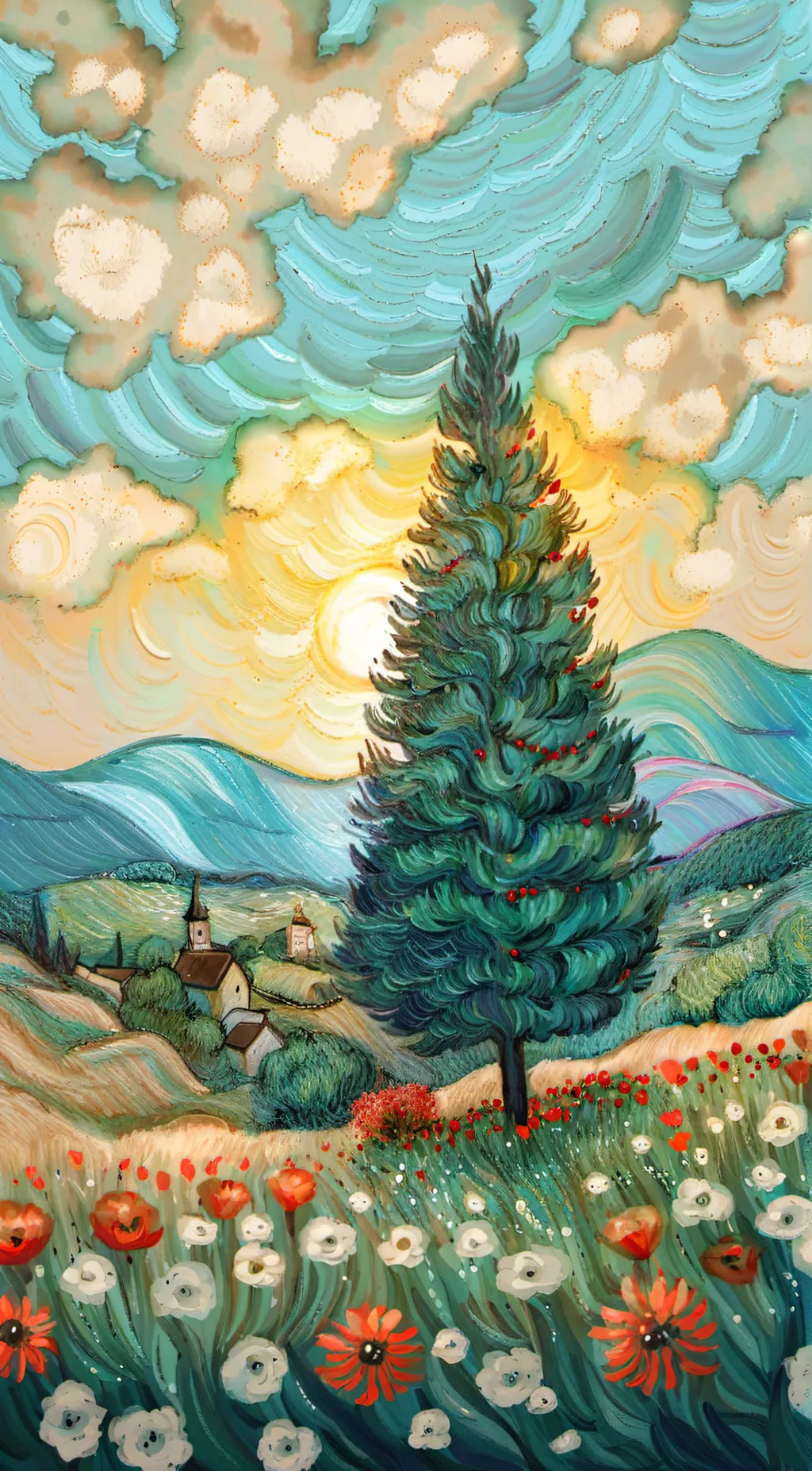 ai character: Christmas with h background