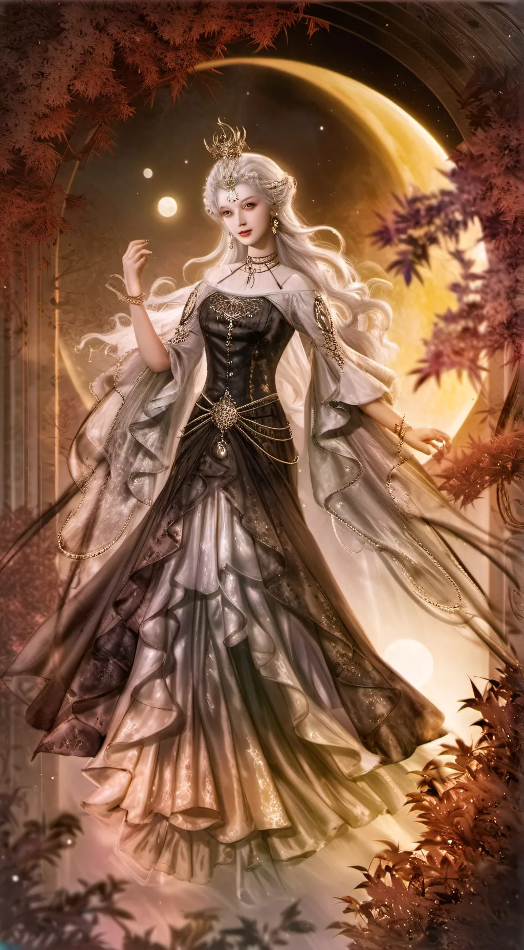 ai character: Godess of the moon background