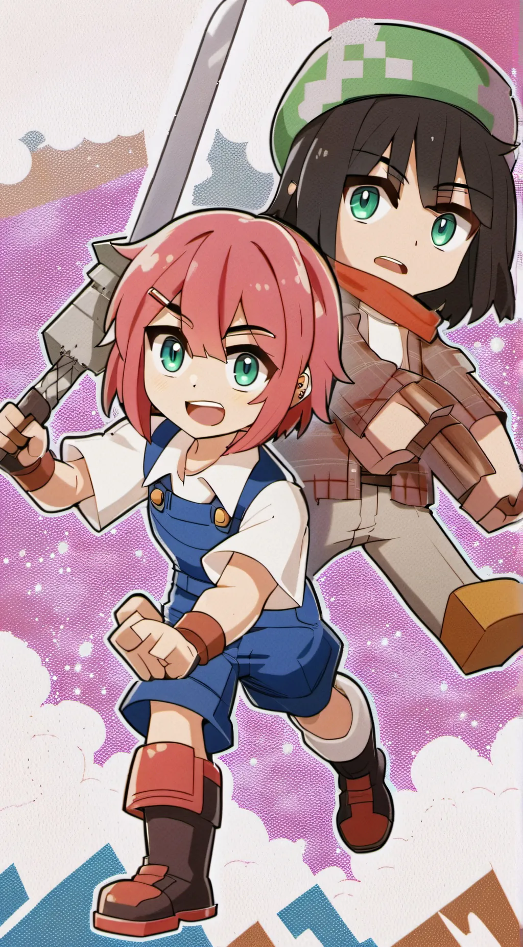 ai character: Ruby Minecraft bud background