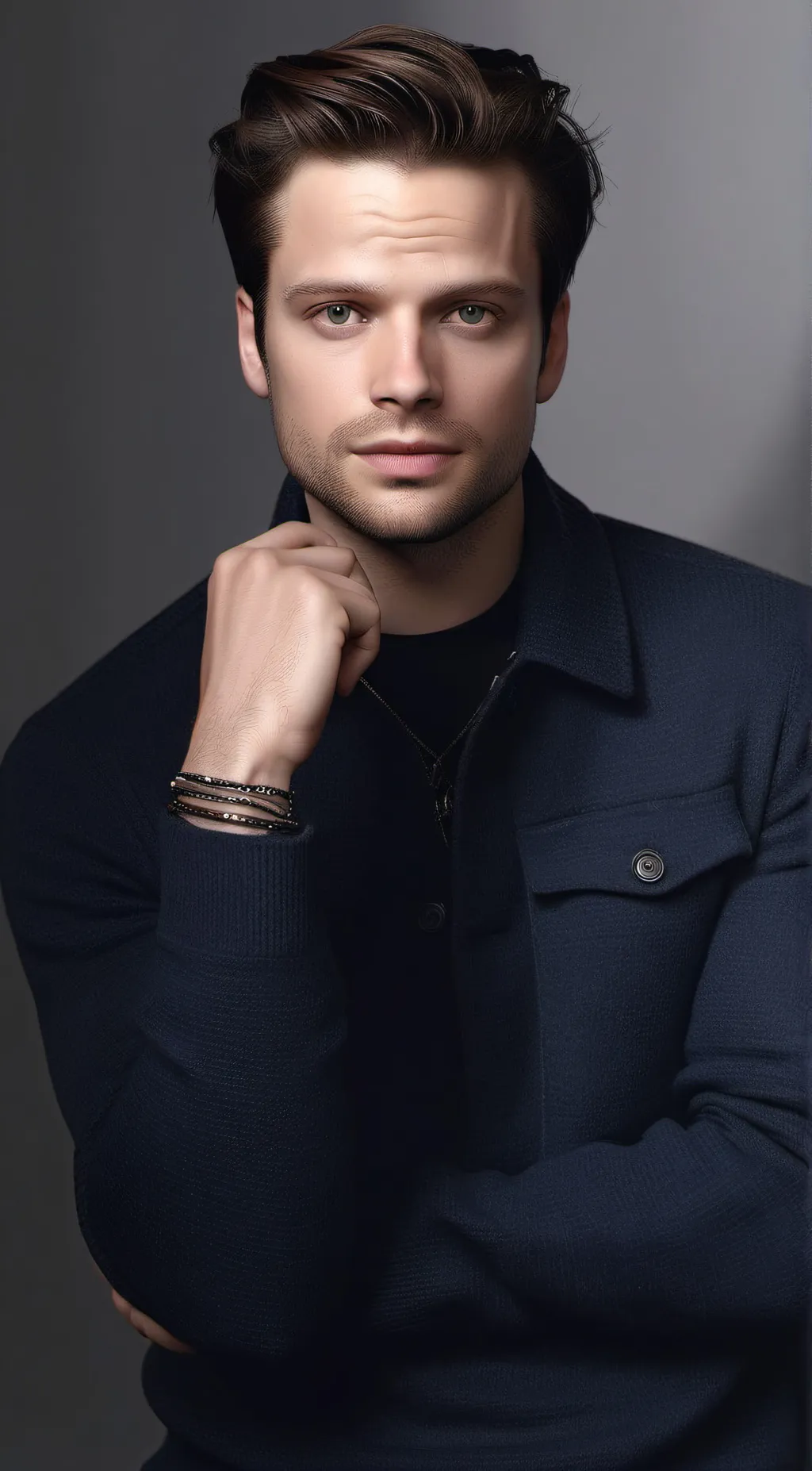 ai character: Sebastian Stan  background