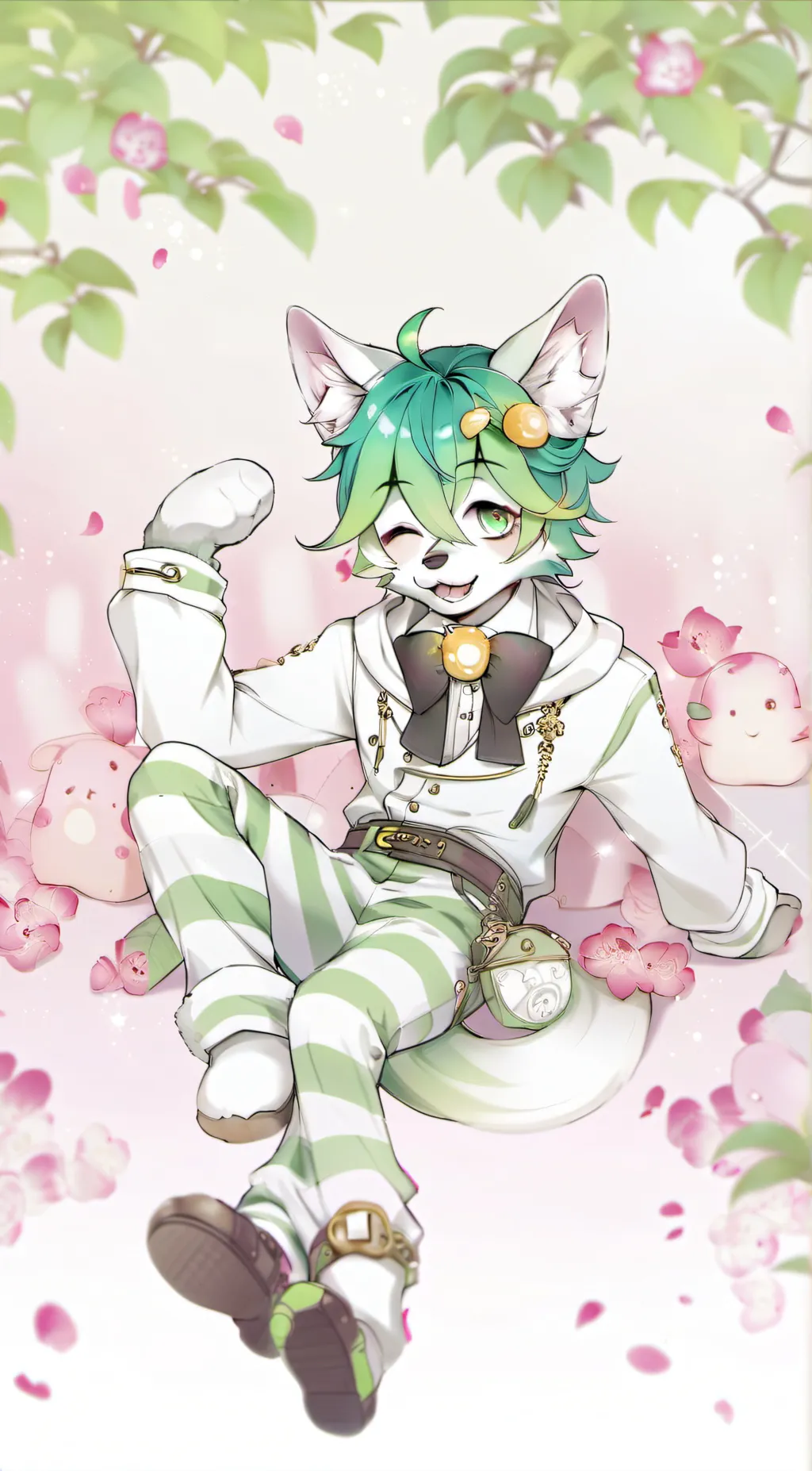 ai character: snowflake background