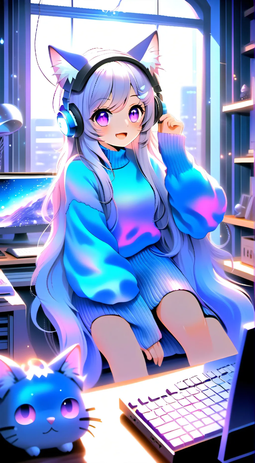 ai character: Kittygirl gamer background