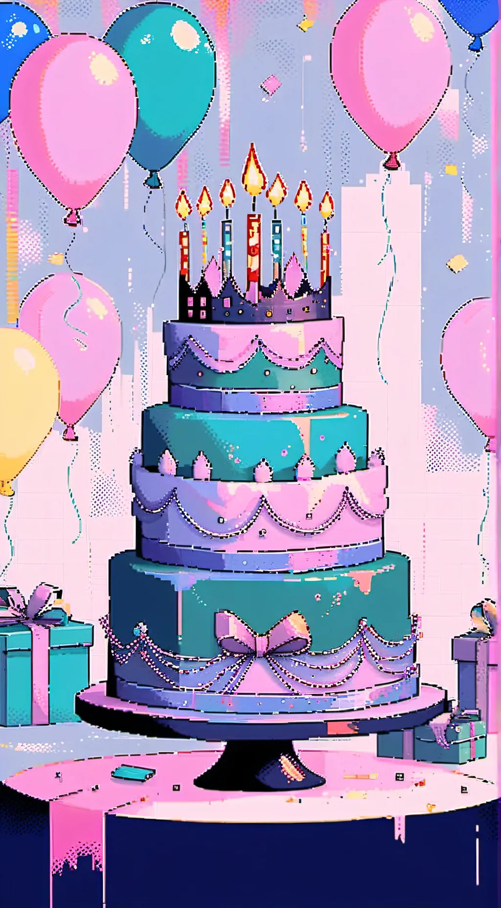 ai character: Birthay cake background