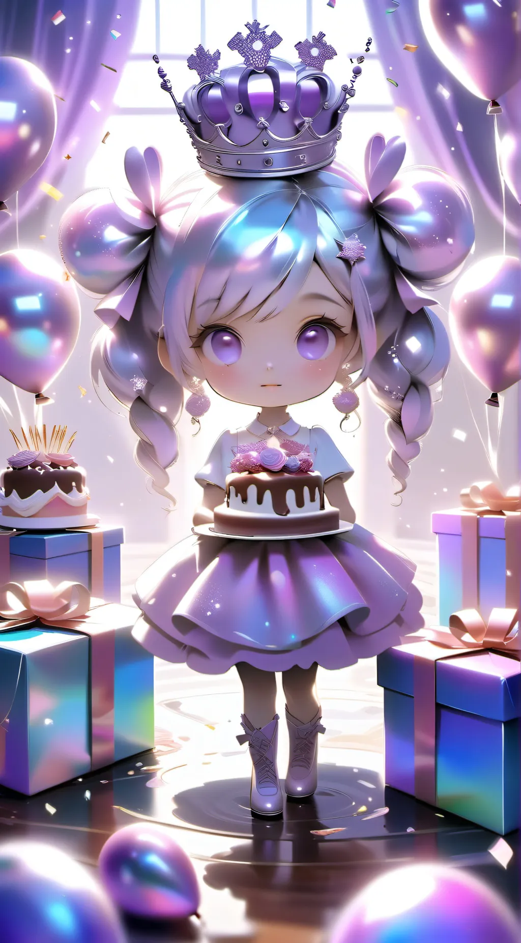 ai character: Violet background