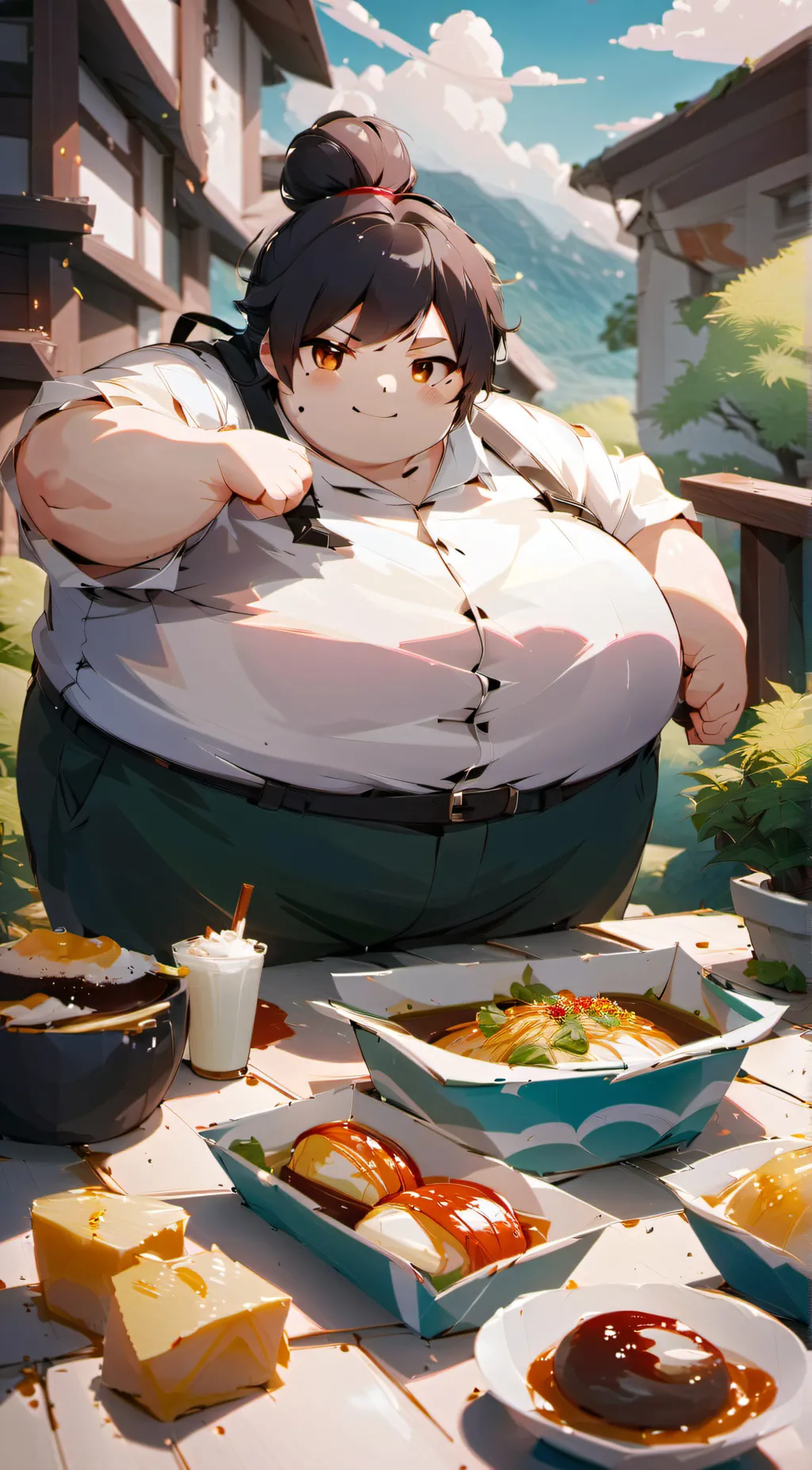ai character: morbidly obese  background