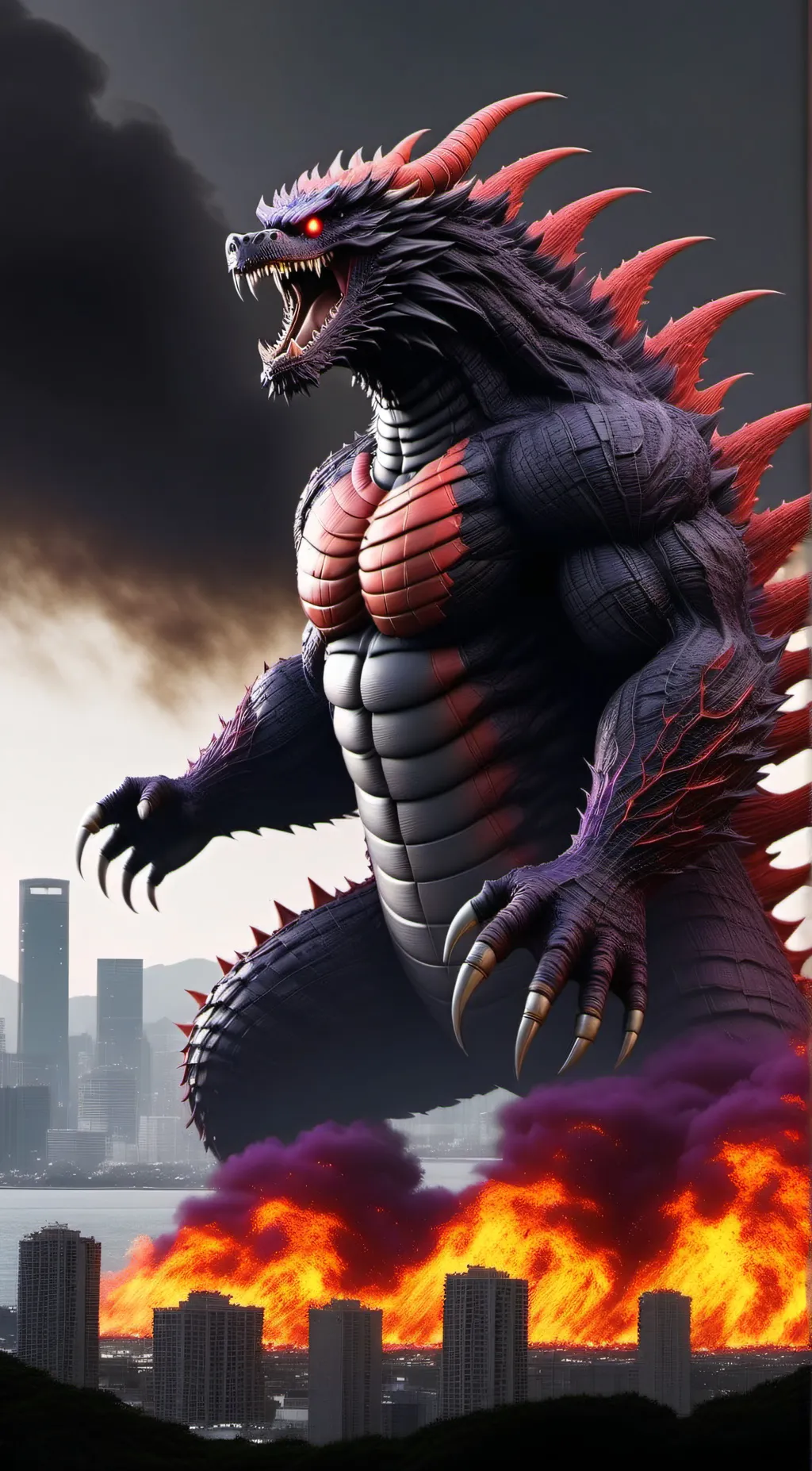 ai character: Evil Godzilla 2024 background