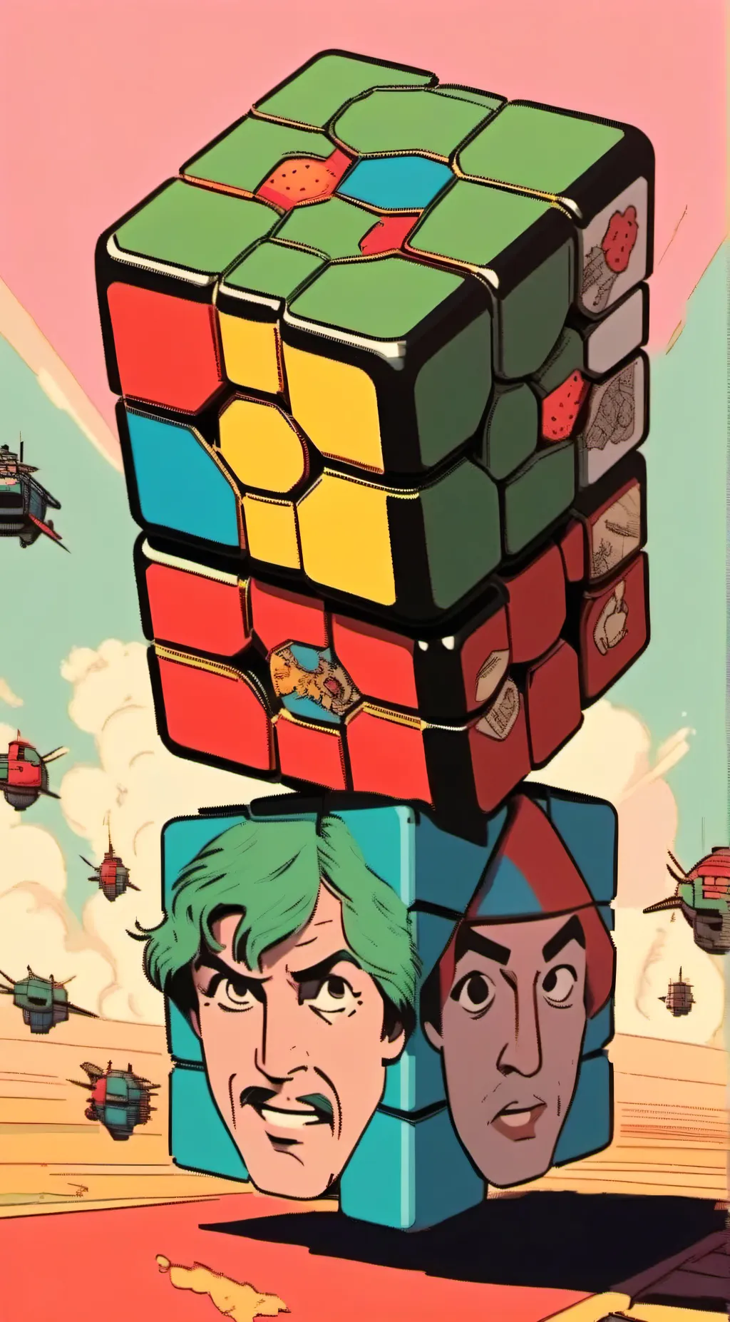 ai character: Rubix cube background