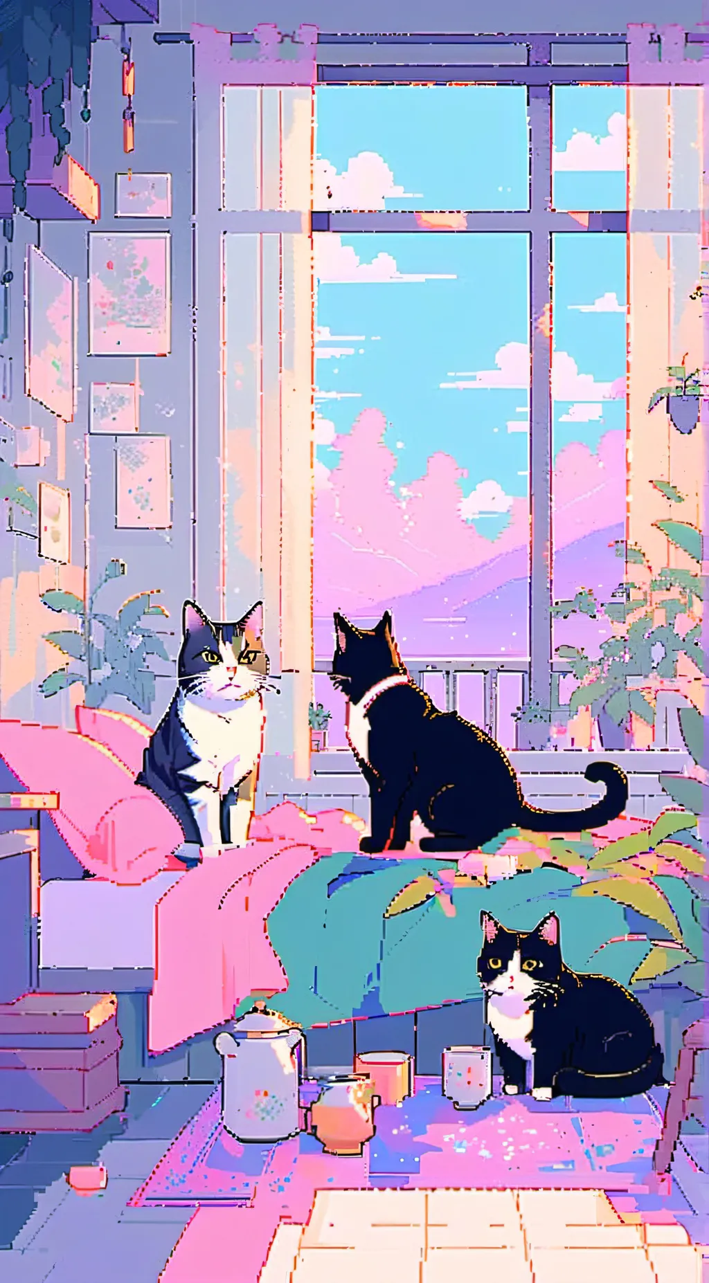 ai character: cats at 3AM background