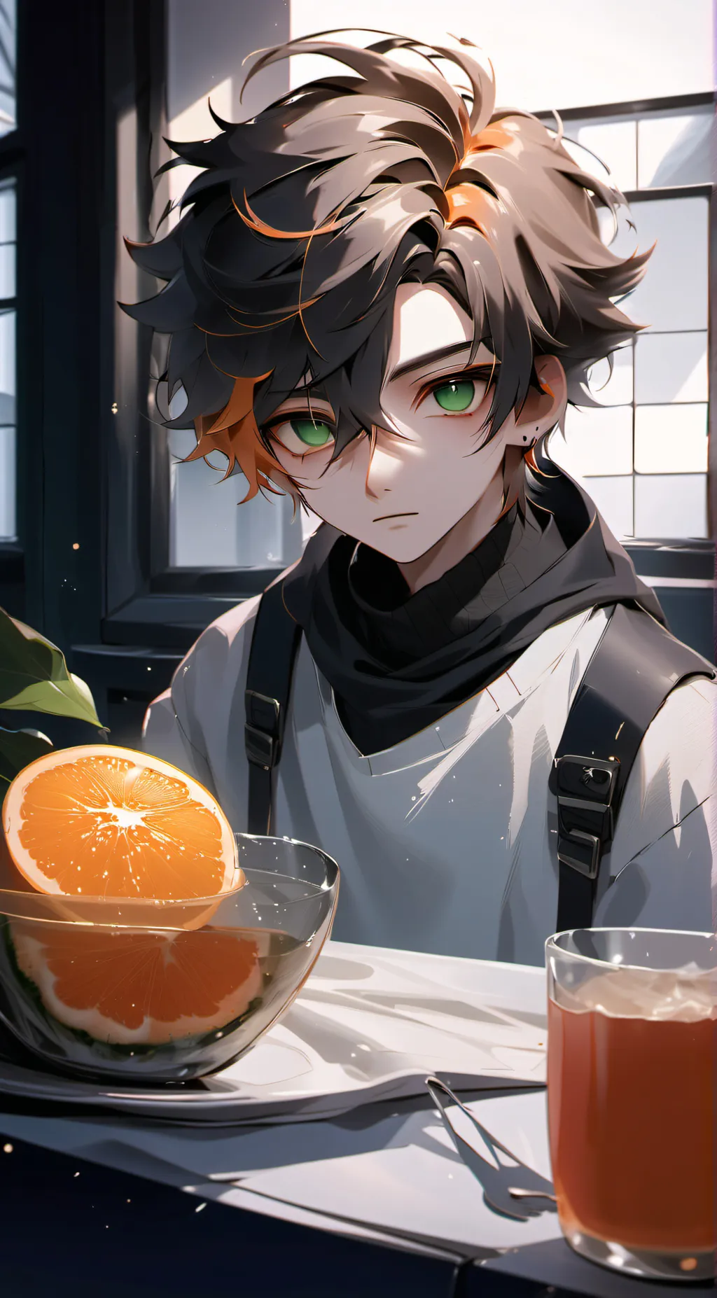 ai character: Orange background