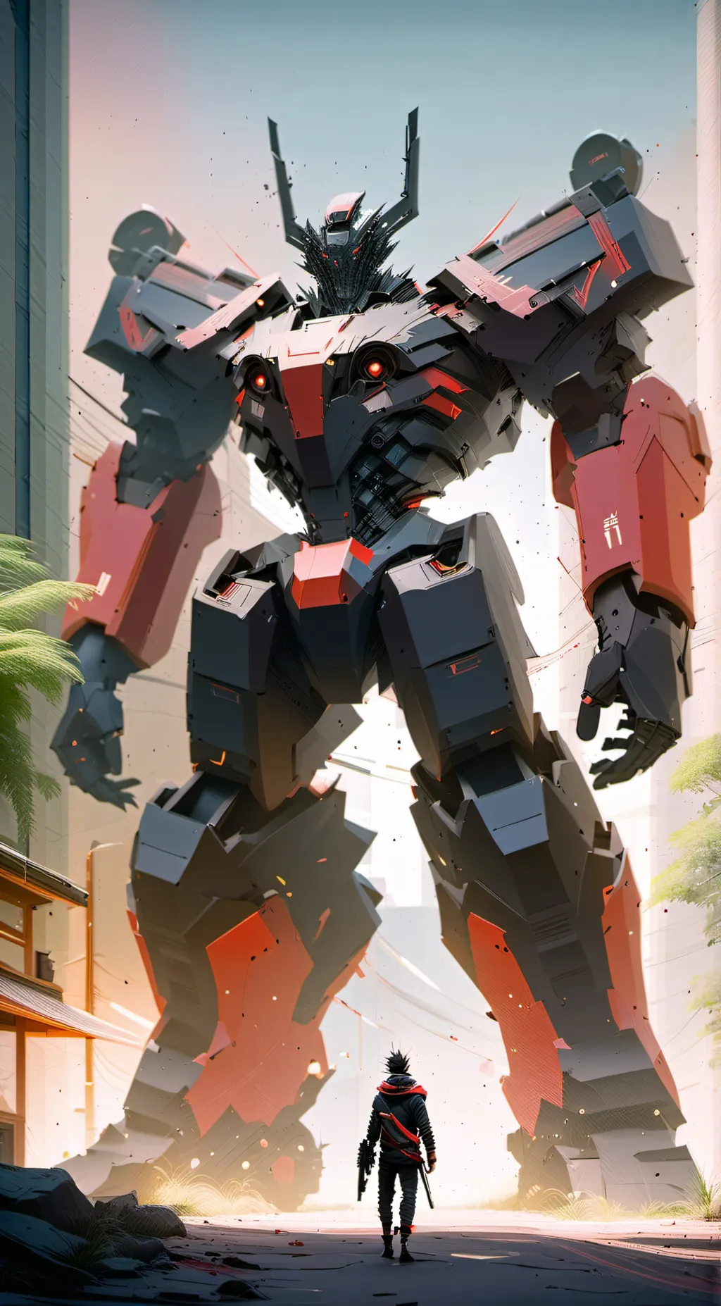 ai character: Scrap metal background