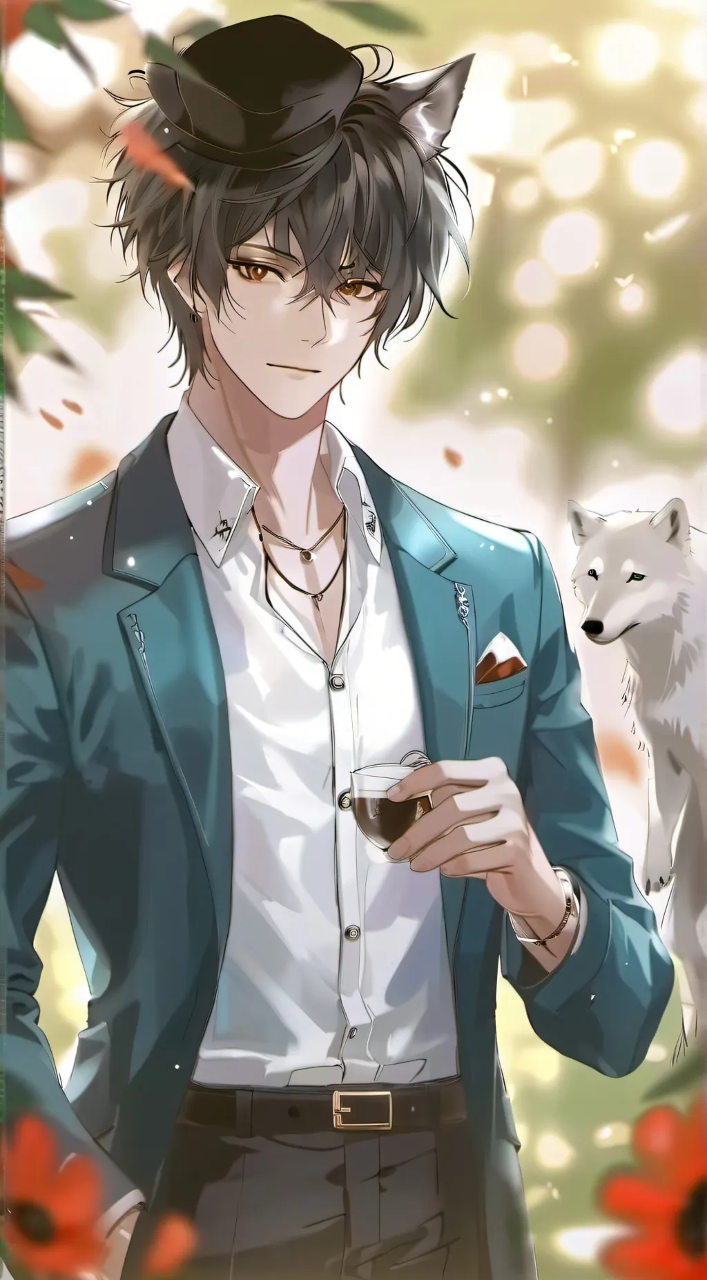 ai character: wolf boy background