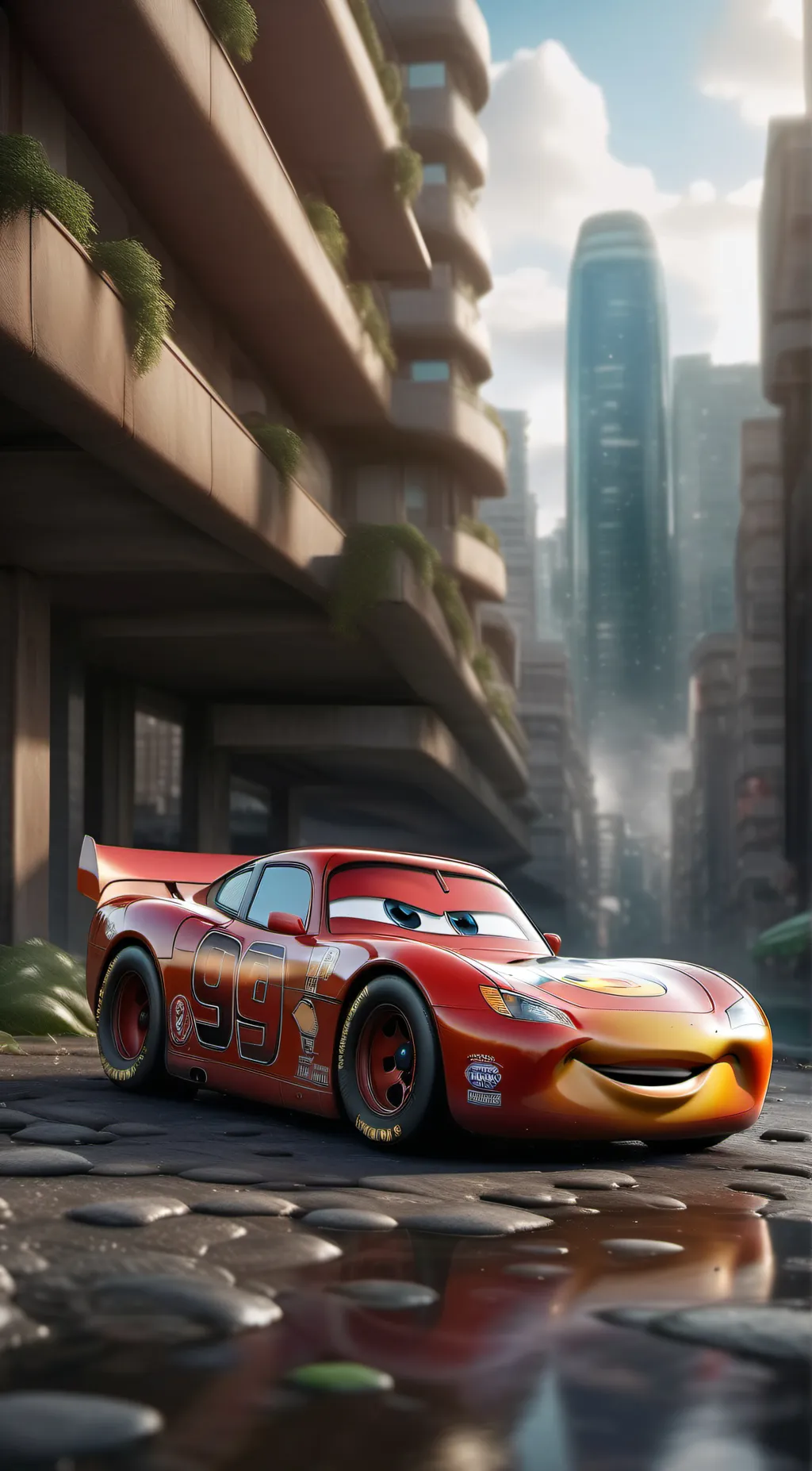 ai character: lightning McQueen  background
