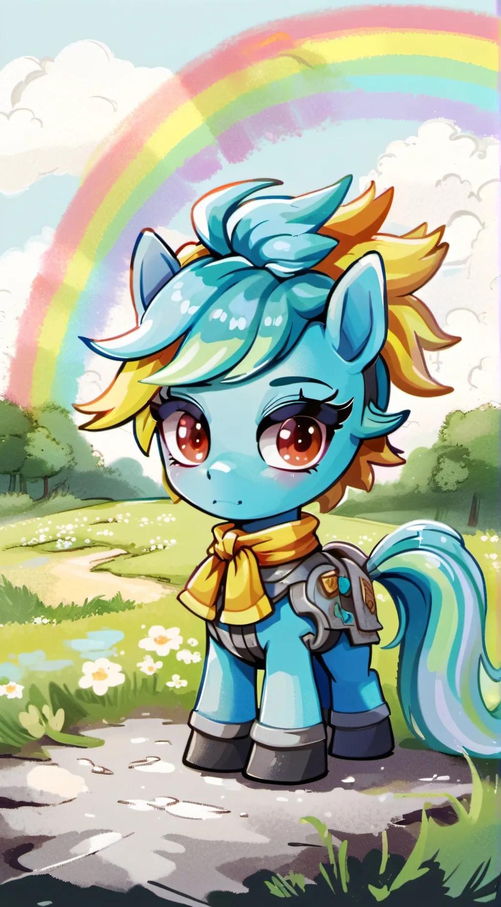 ai character: 🌩 rainbow dash 🌈 background