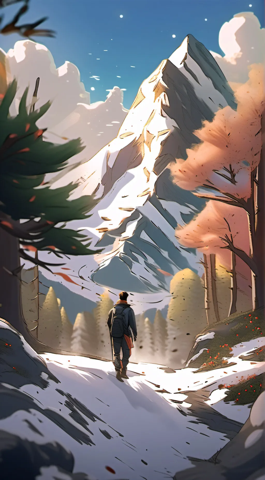 ai character: Mountain climber background