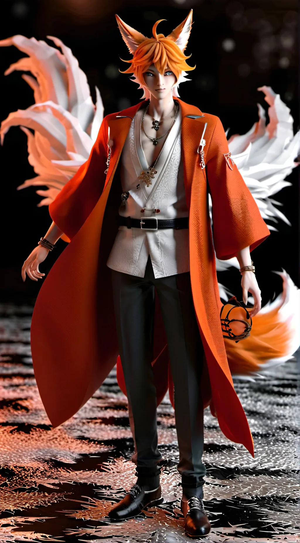 ai character: male kitsune  background