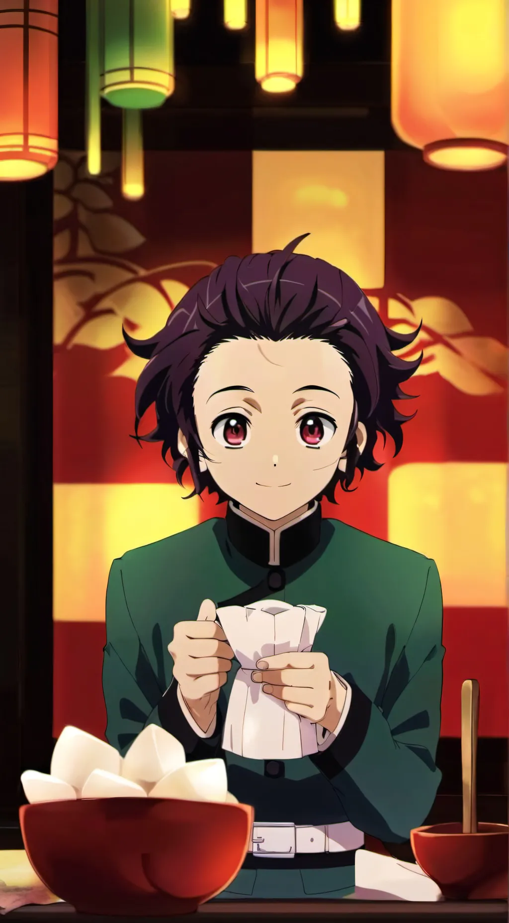 ai character: Tanjiro  background