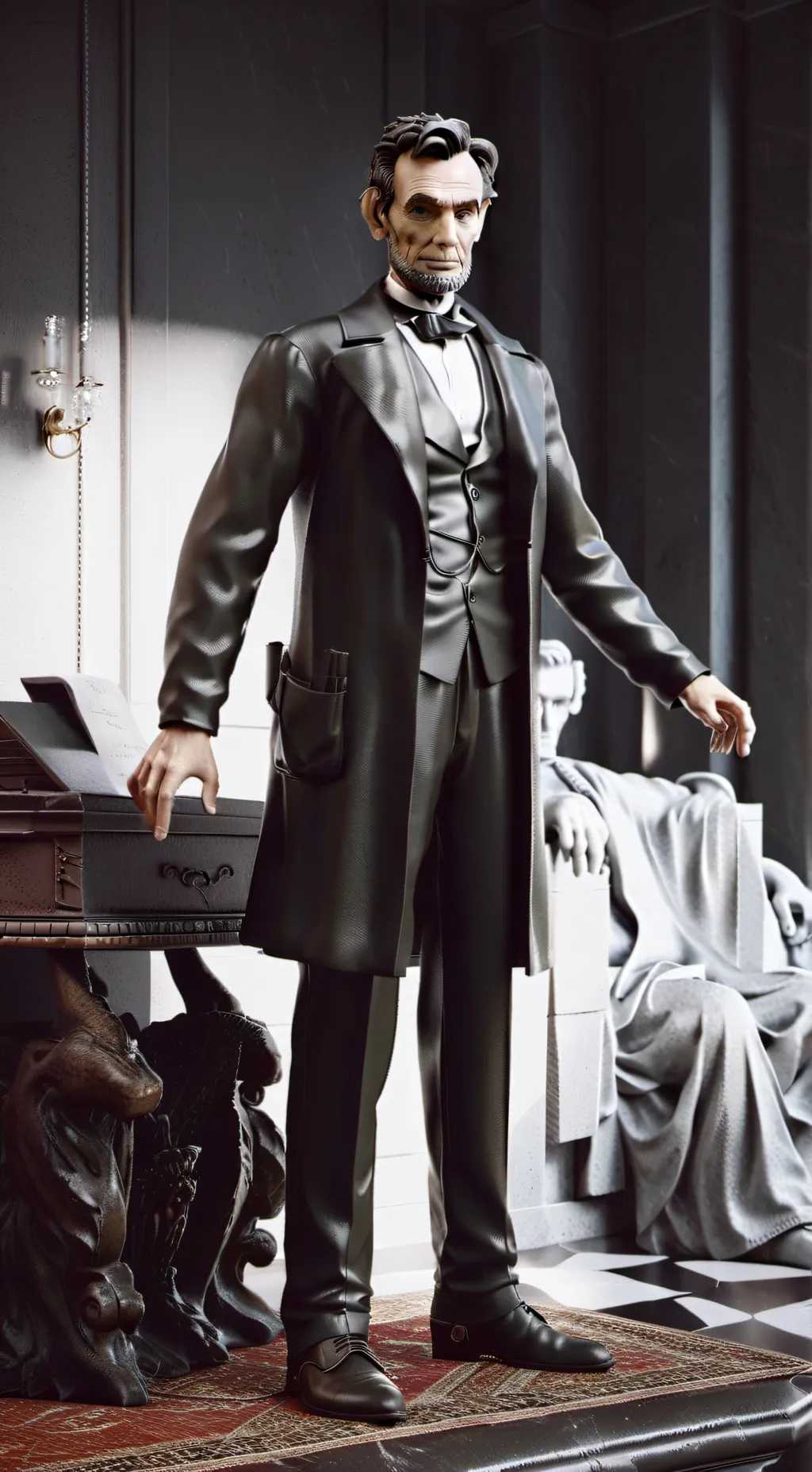 ai character: Abraham Lincoln  background