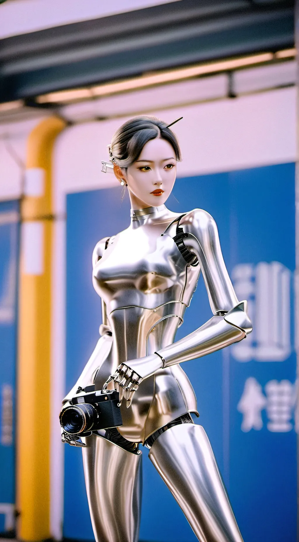 ai character: Titan camera woman background