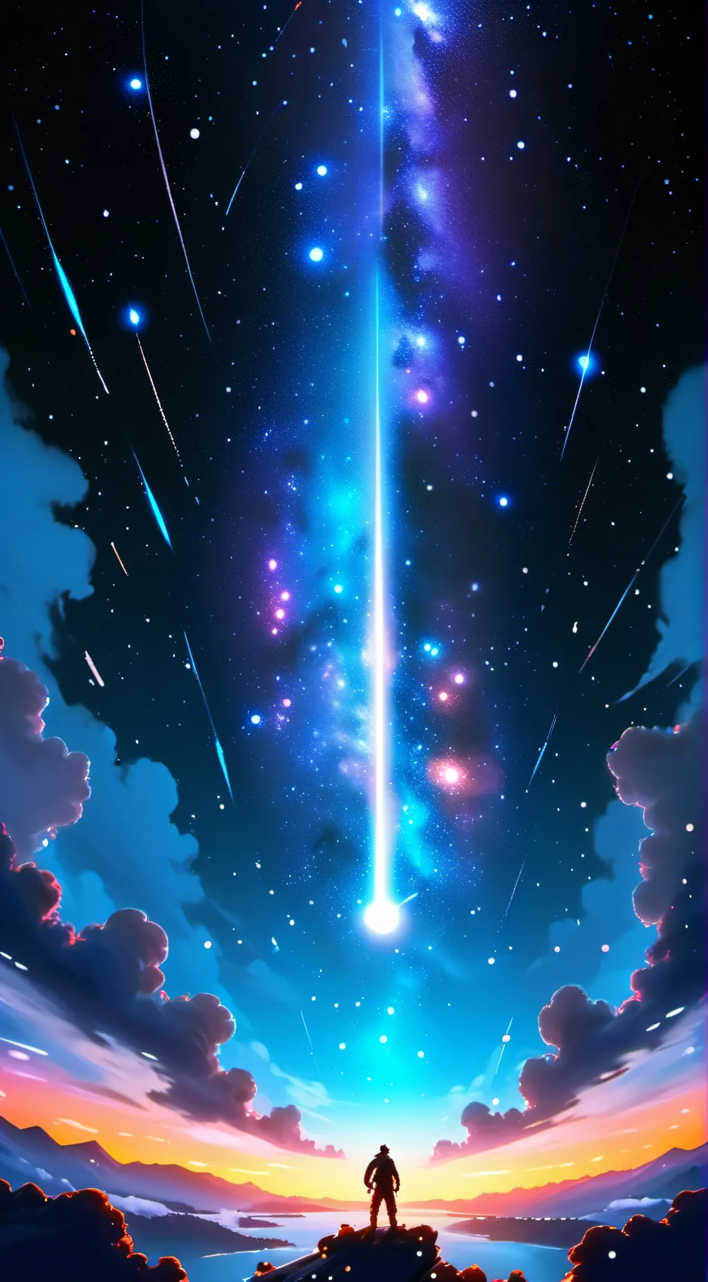 ai character: light beam background