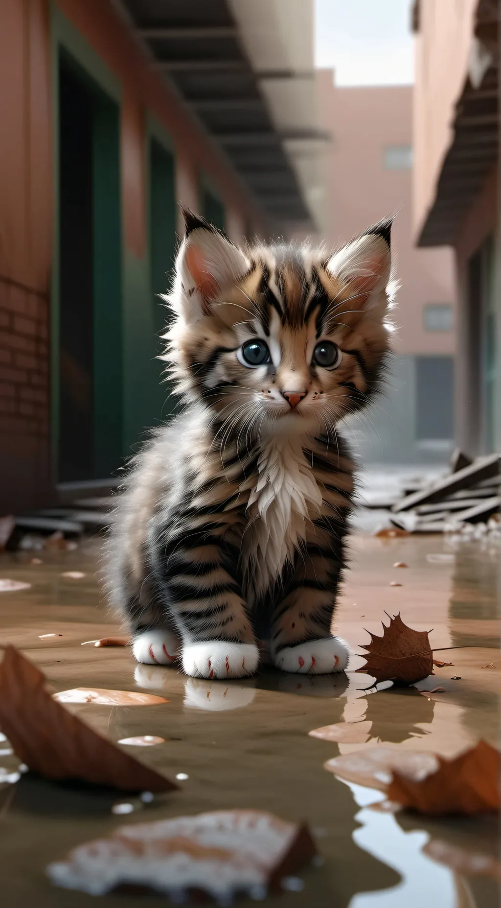 ai character: Sad lonely kitty background