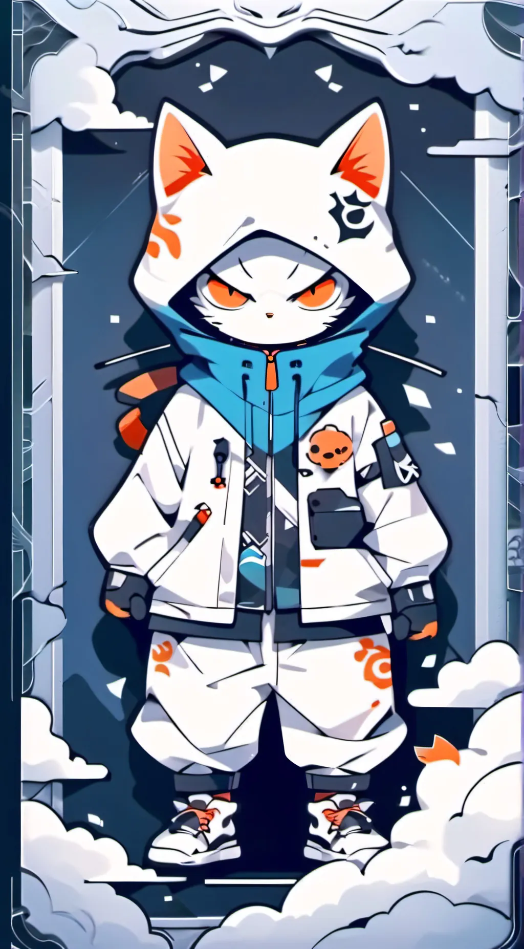 ai character: Ninja cat background