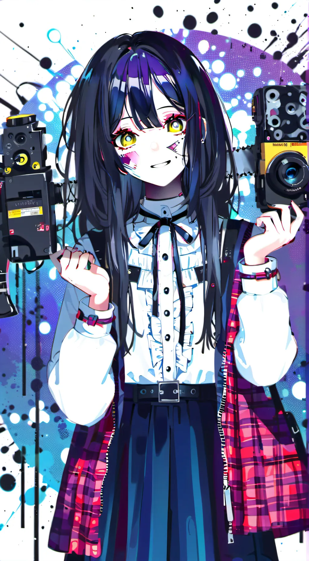 ai character: Fpe + Glitch background