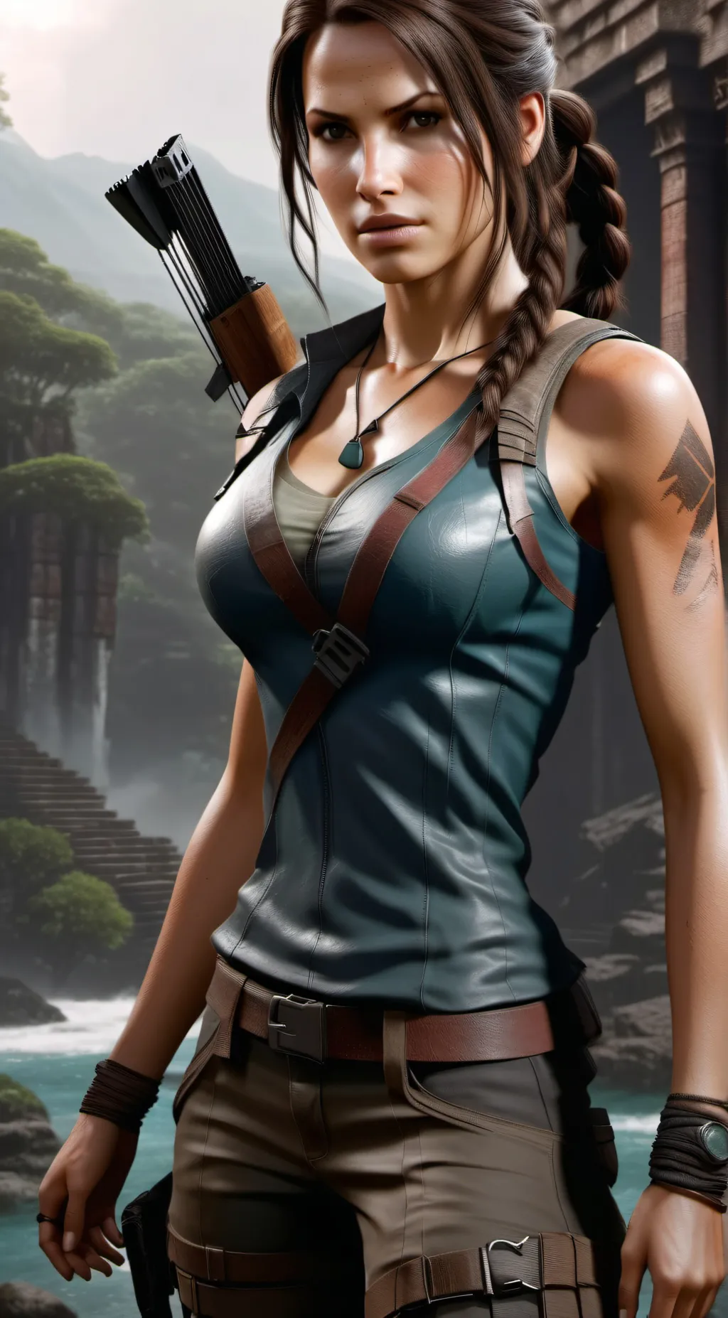 ai character: Lara Croft  background