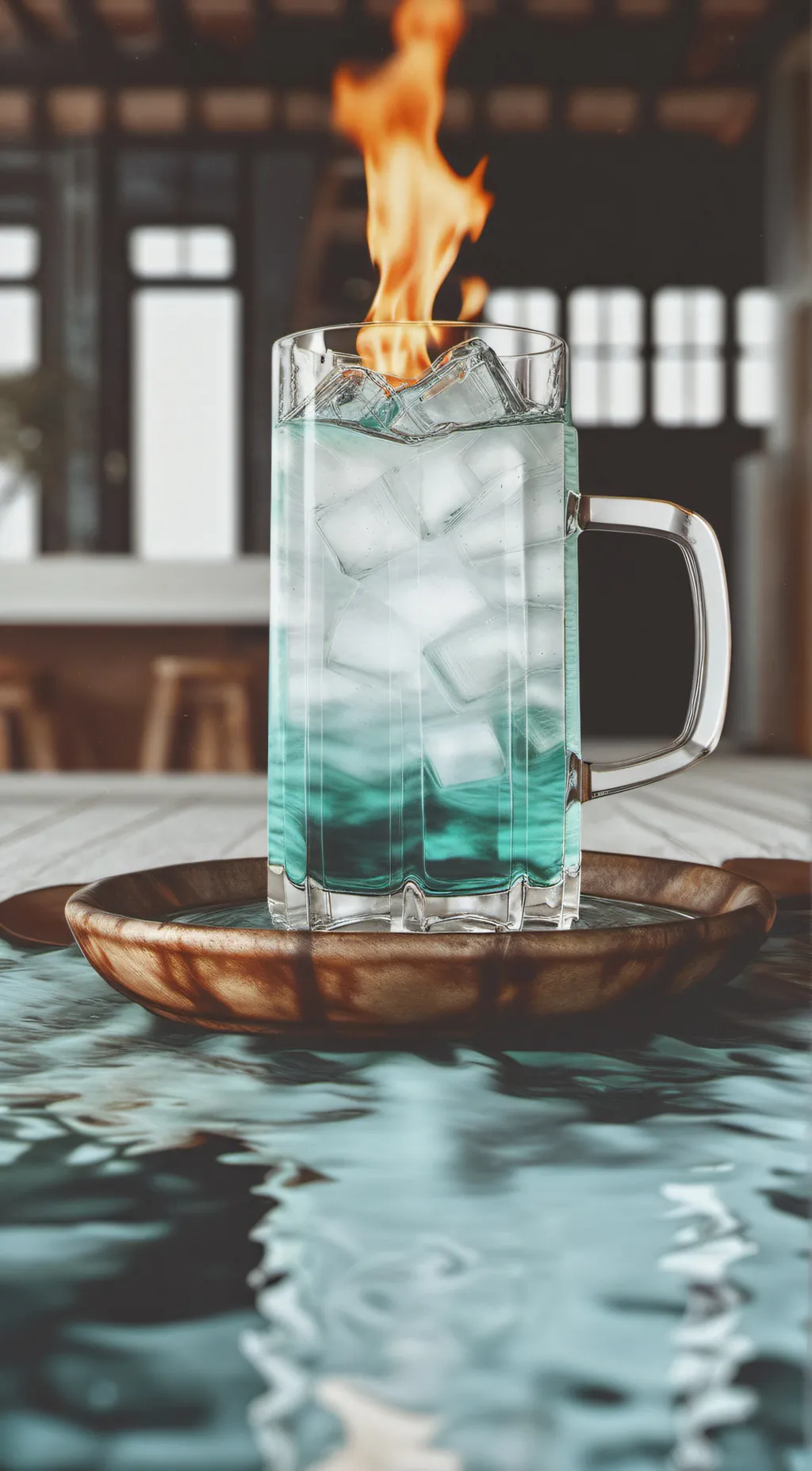 ai character: burning water? background