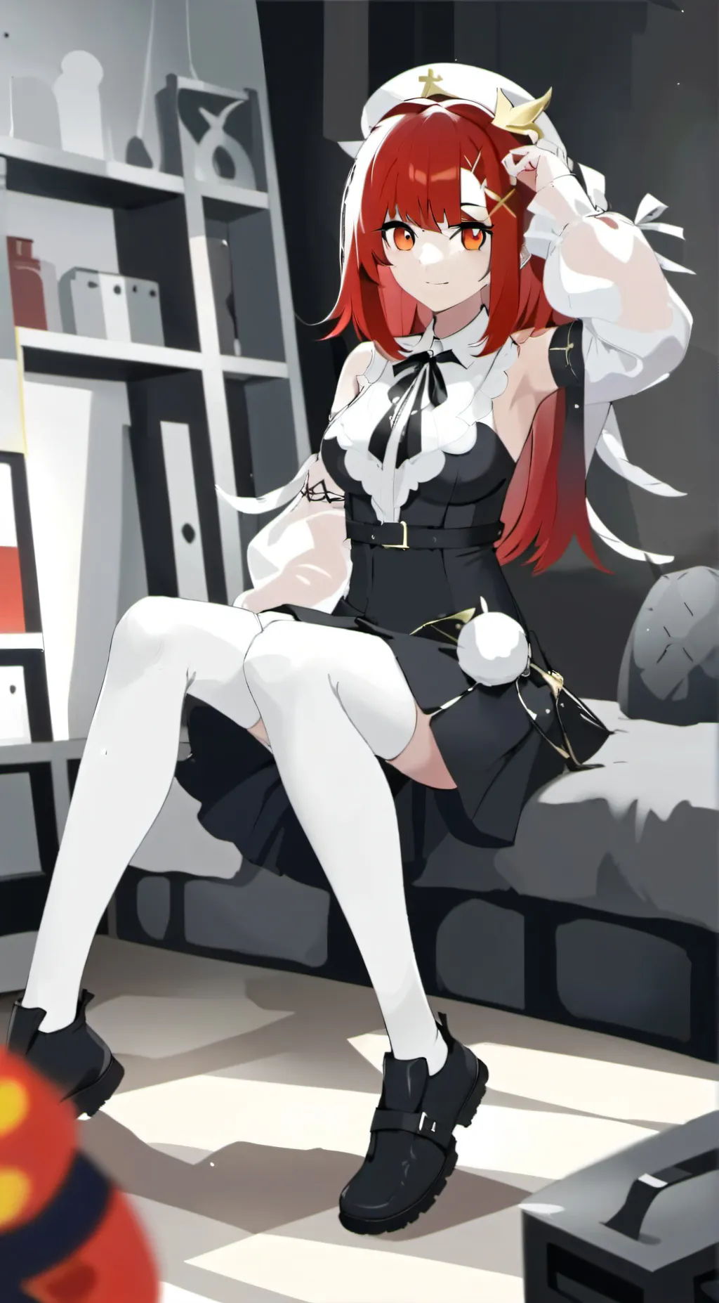 ai character: red head girl background