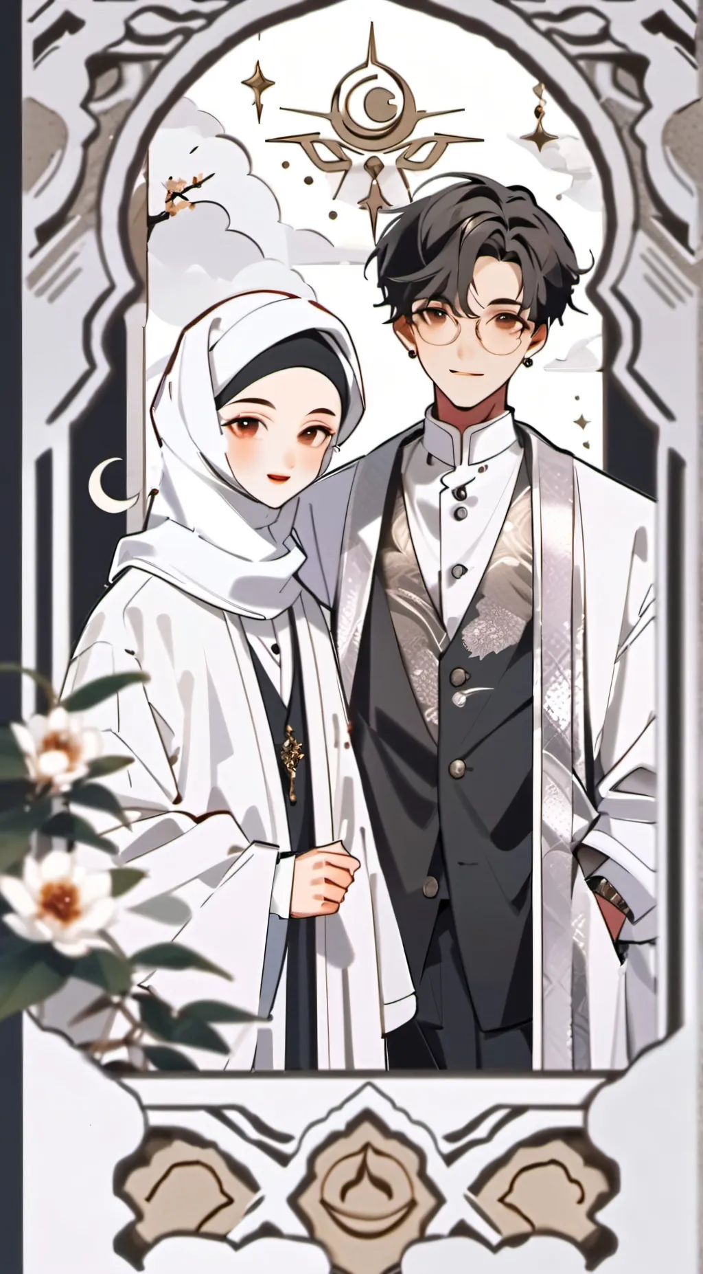 ai character: Alif and Aina background