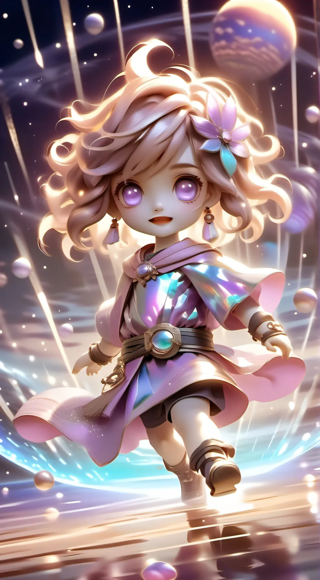 ai character: Rainbow background