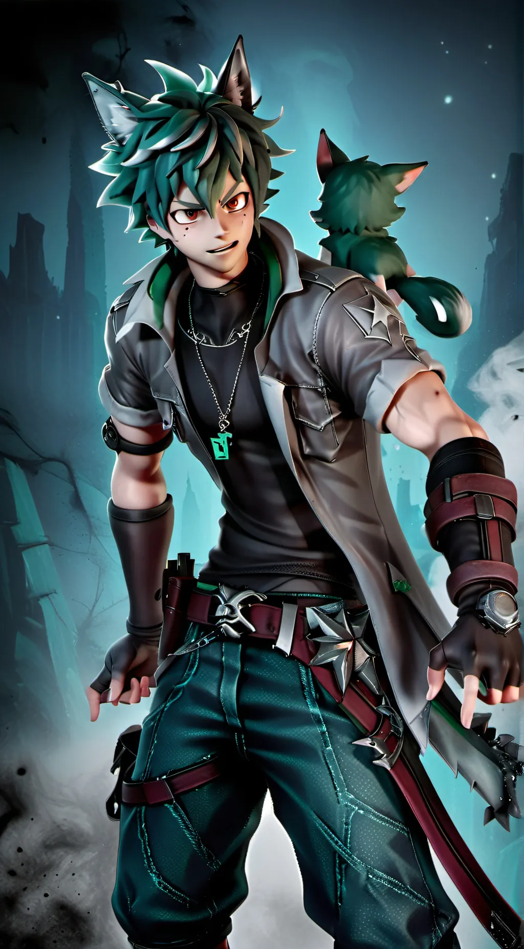 ai character: werewolf deku background