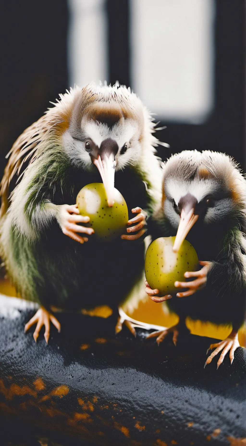 ai character: Cute Kiwi birds background