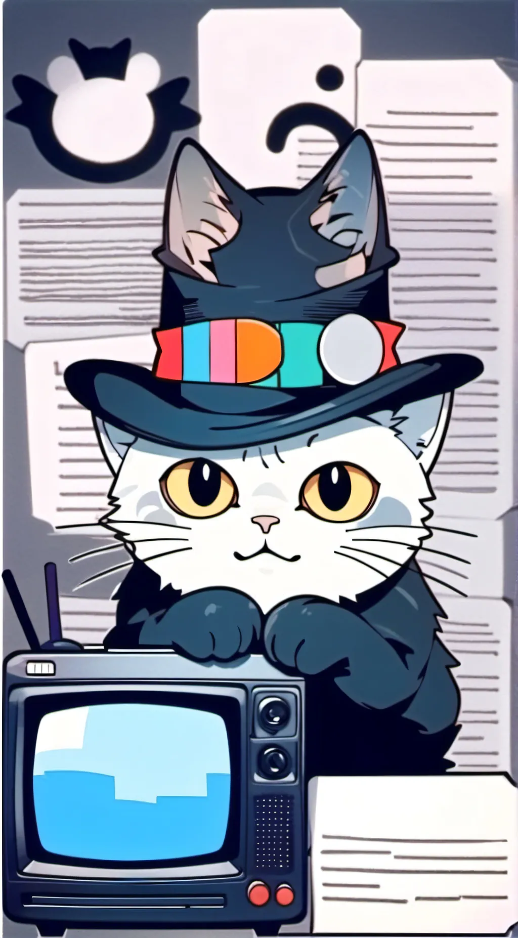 ai character: cat mr puzzles  background