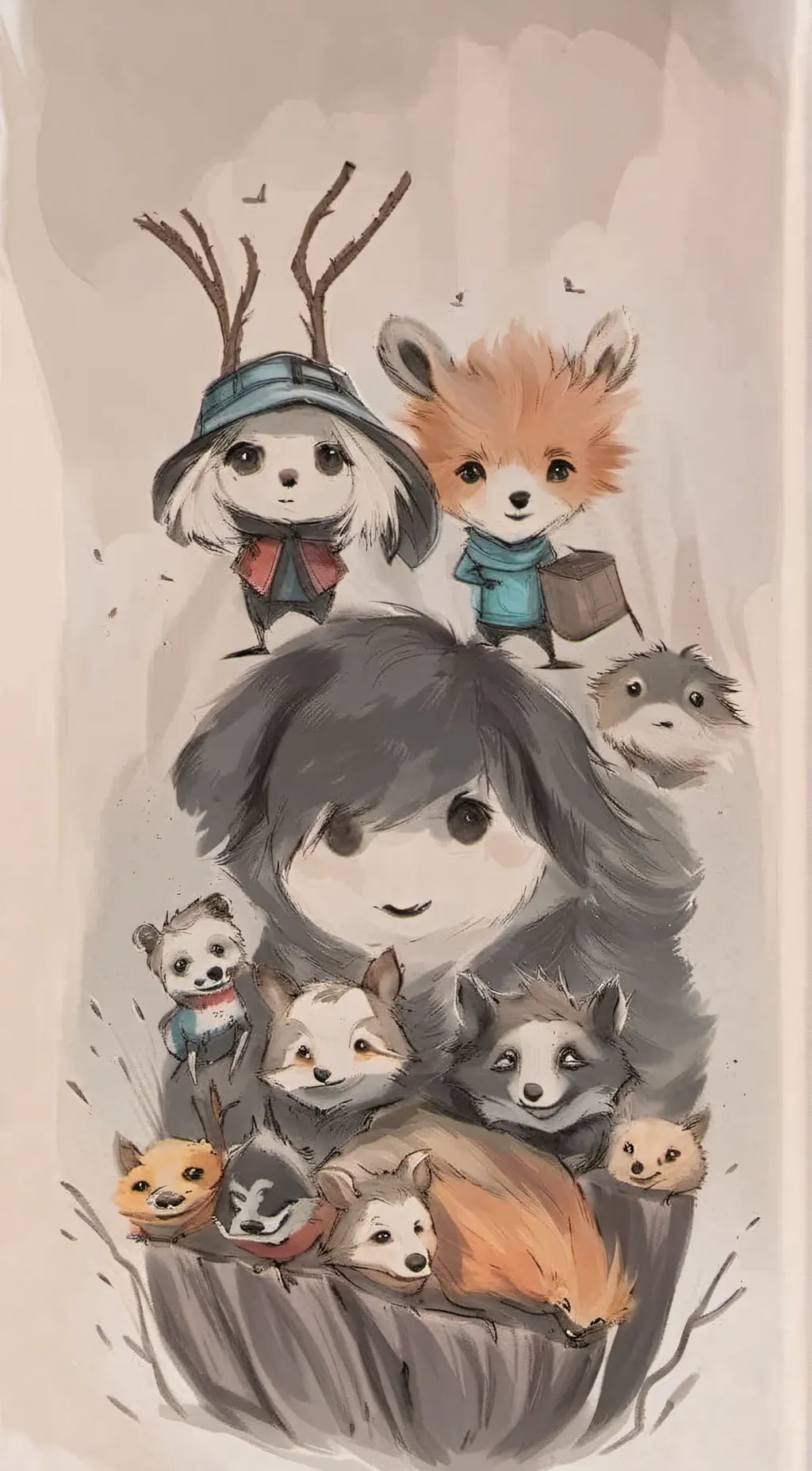 ai character: smiling critters  background